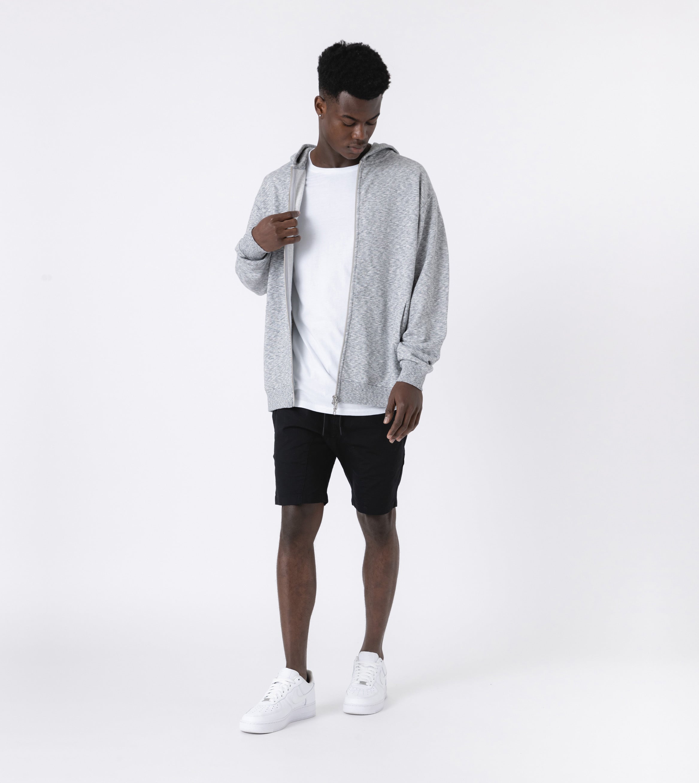 Orgo Hood Zip Sweat White Noise