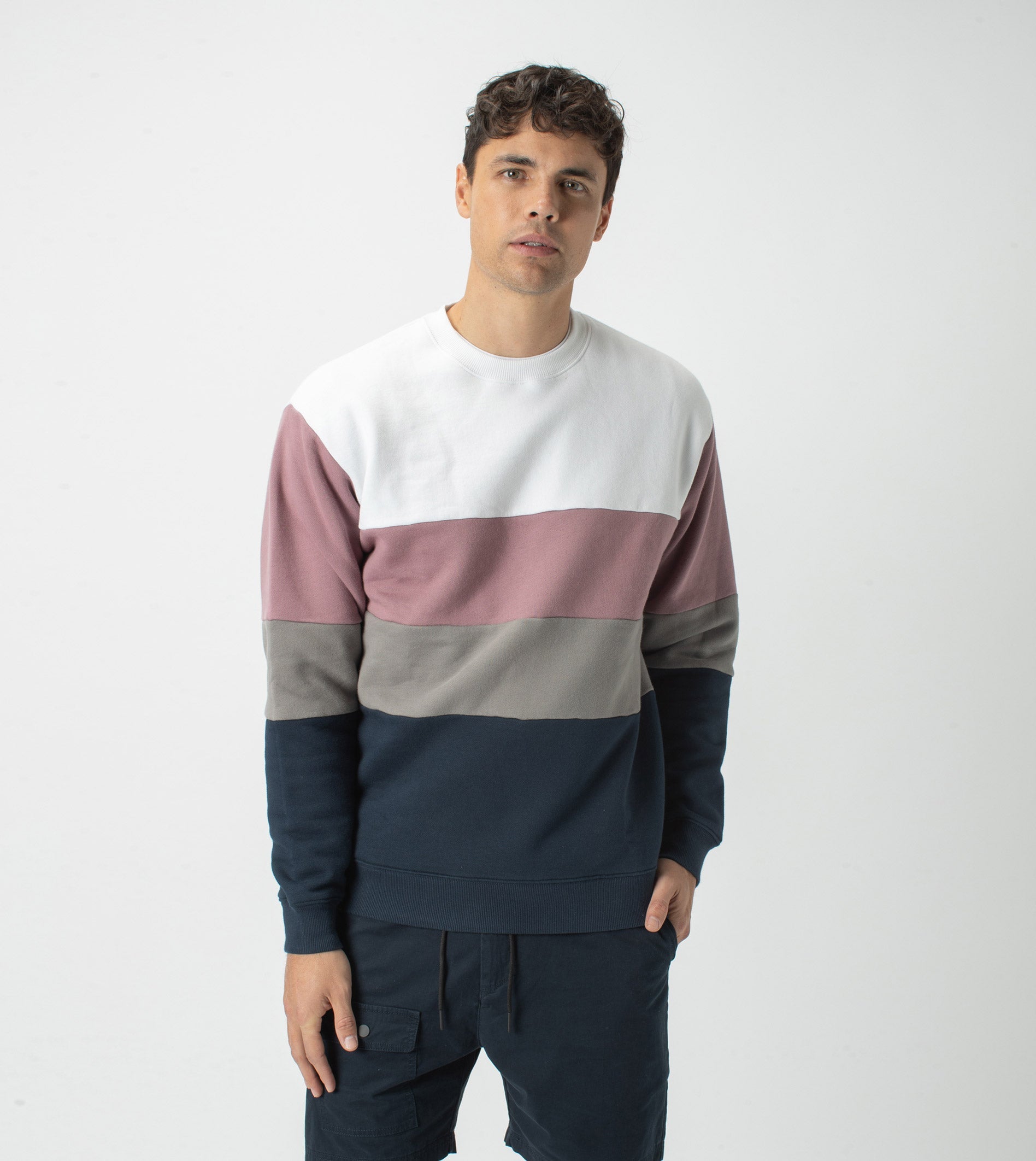 Panel Crew Sweat White/Dk Musk - Sale