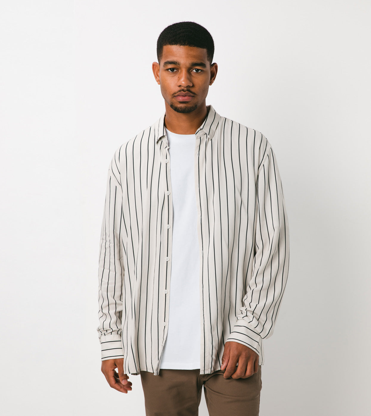 Pinstripe LS Shirt Shell/Black - Sale