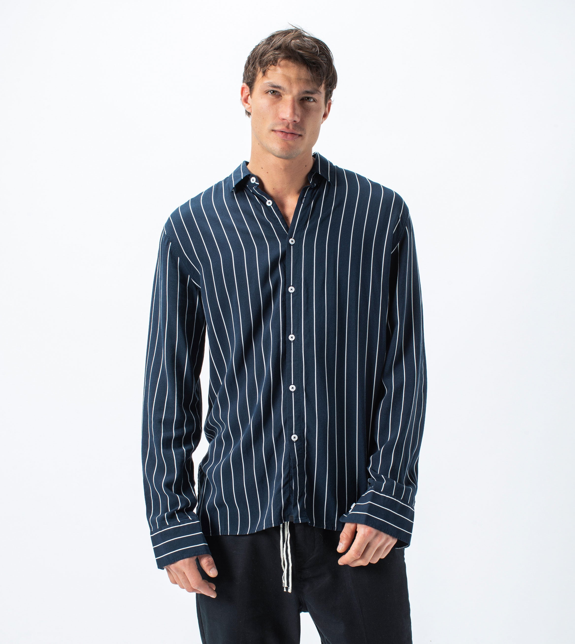 Pinstripe LS Shirt Ink/Milk - Sale