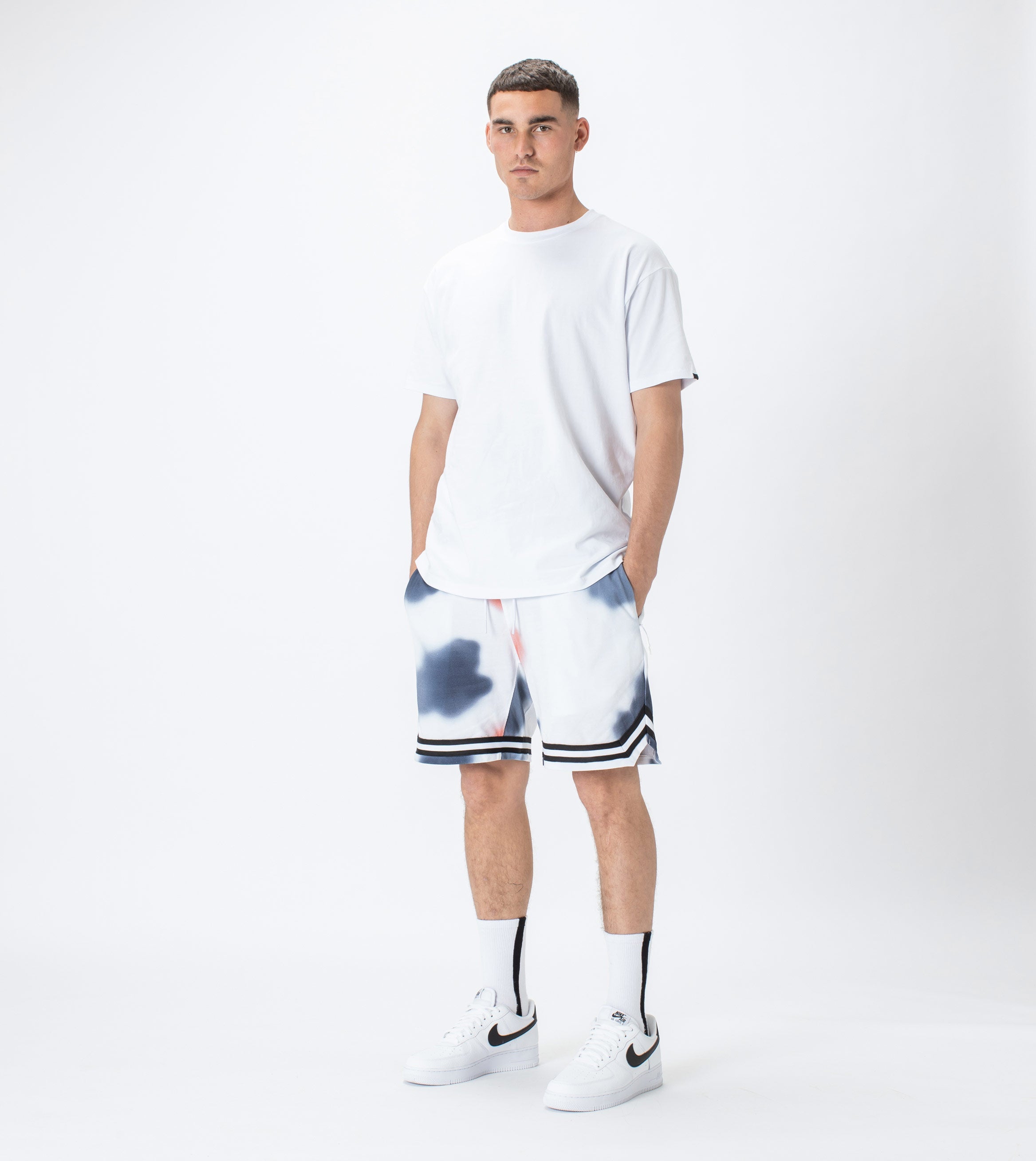 Patch Pique Basketball Short White/Multi - Sale