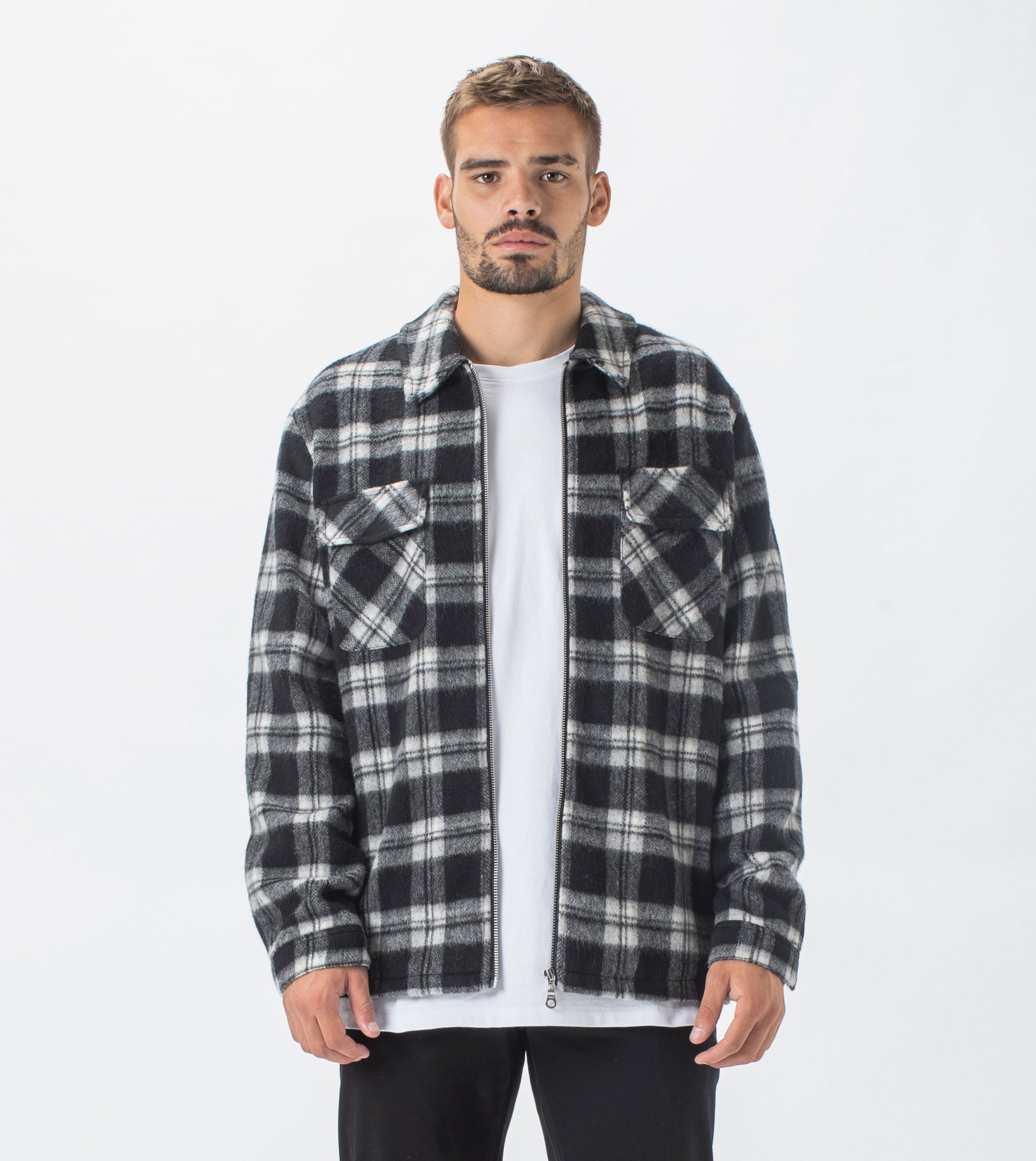 Plaid Work Jacket Grey