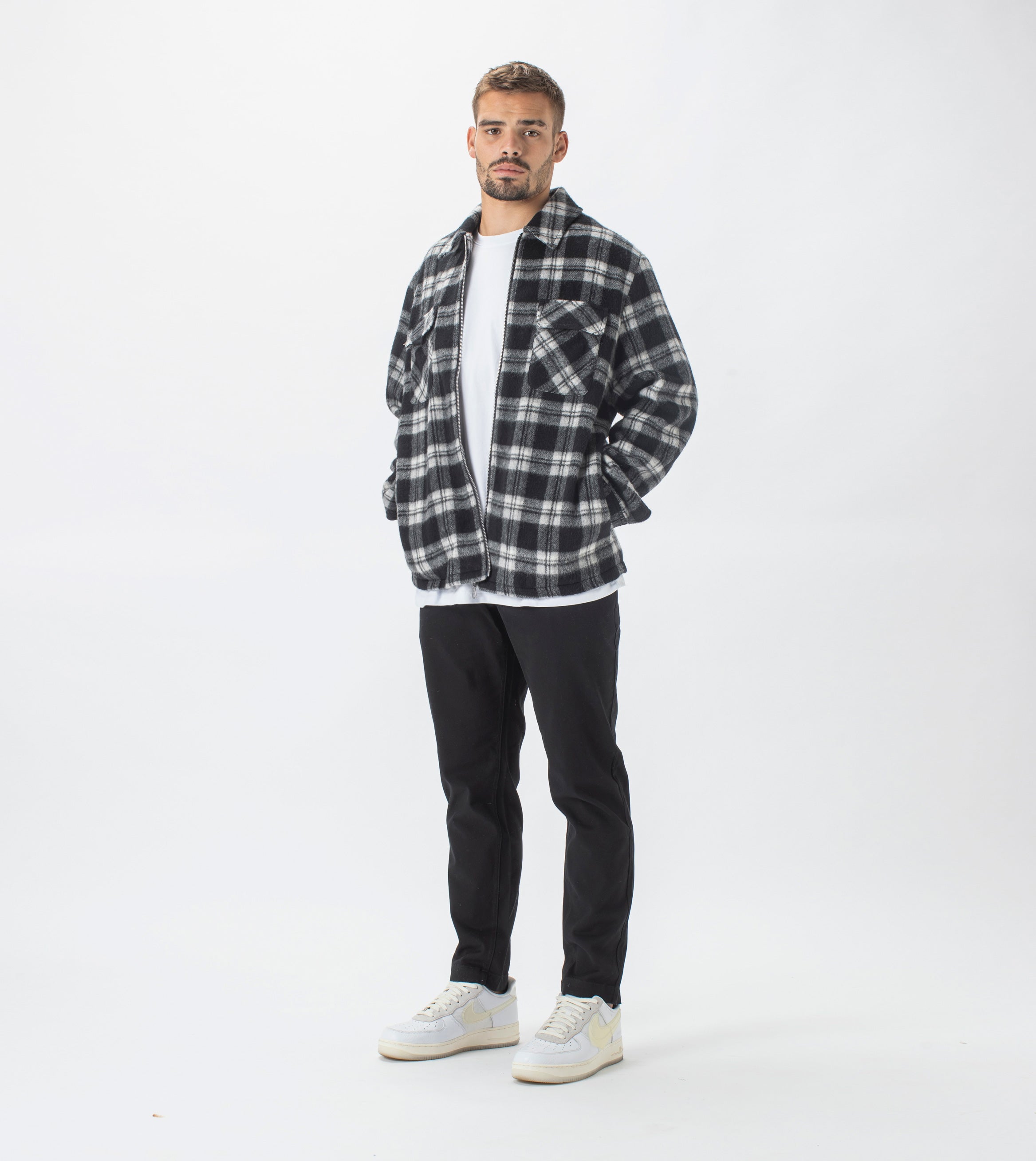 Plaid Work Jacket Grey