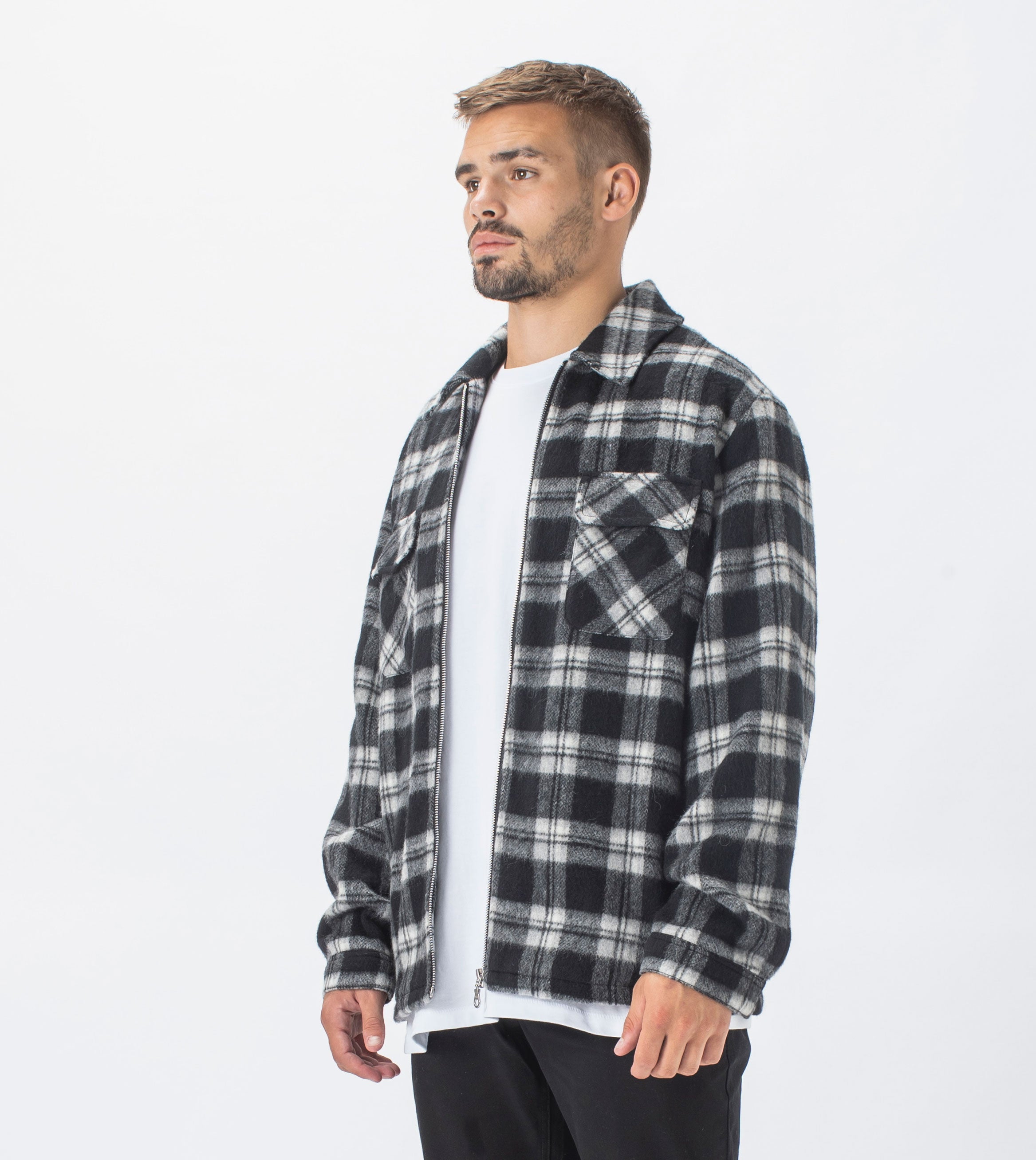 Plaid Work Jacket Grey