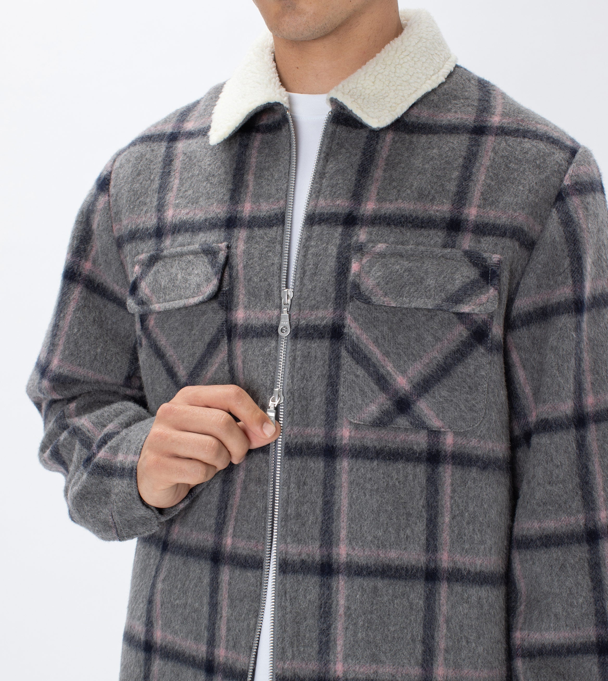 Plaid Work Jacket Grey/Musk