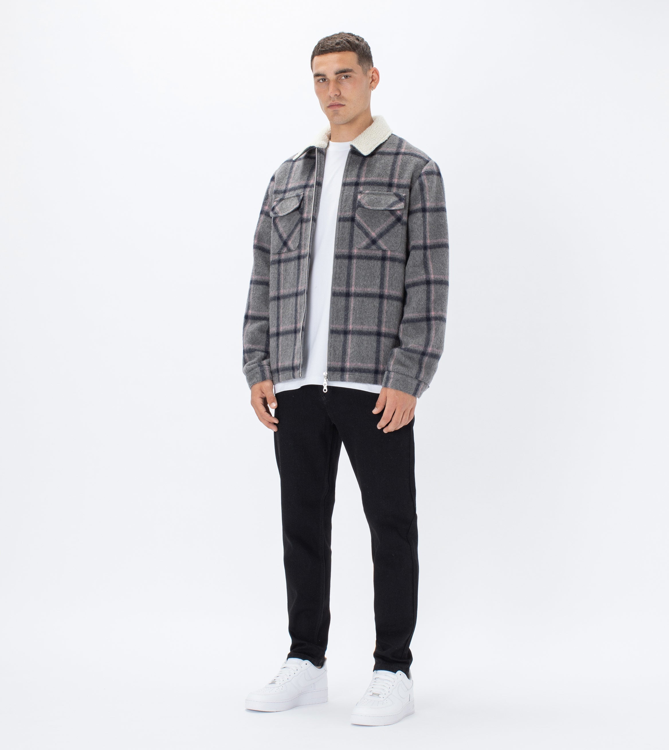 Plaid Work Jacket Grey/Musk