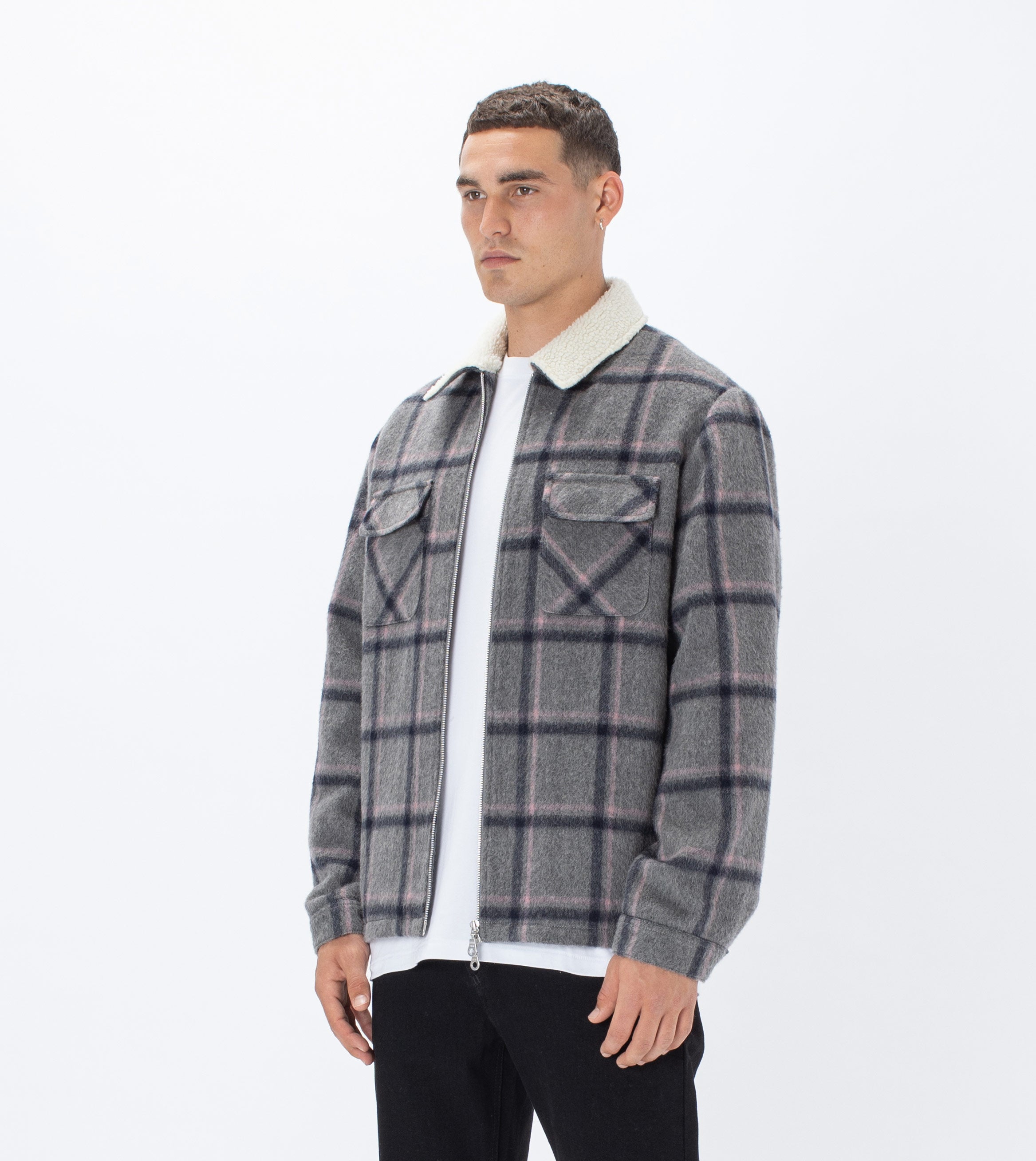 Plaid Work Jacket Grey/Musk
