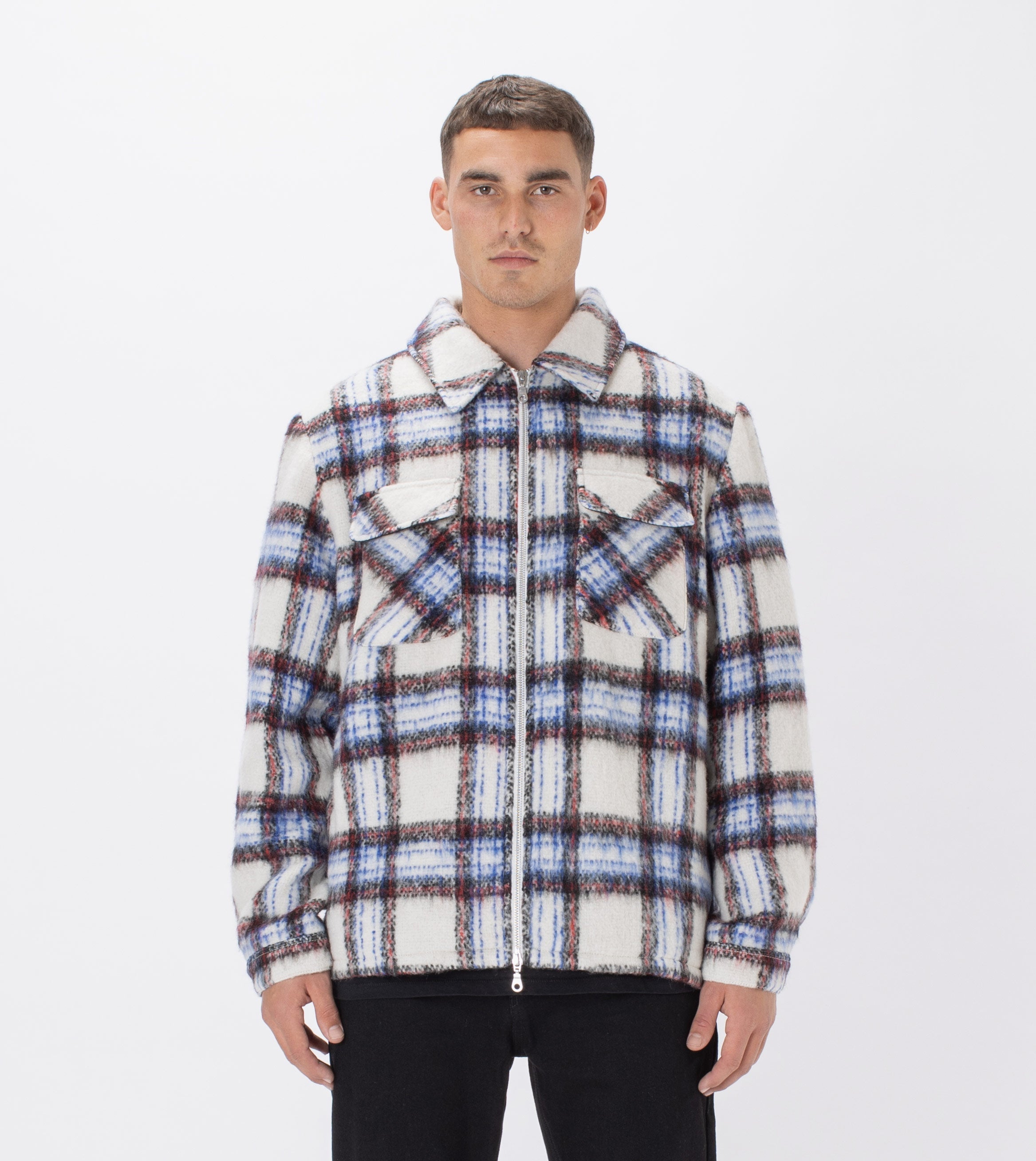 Plaid Work Jacket Milk/Brown