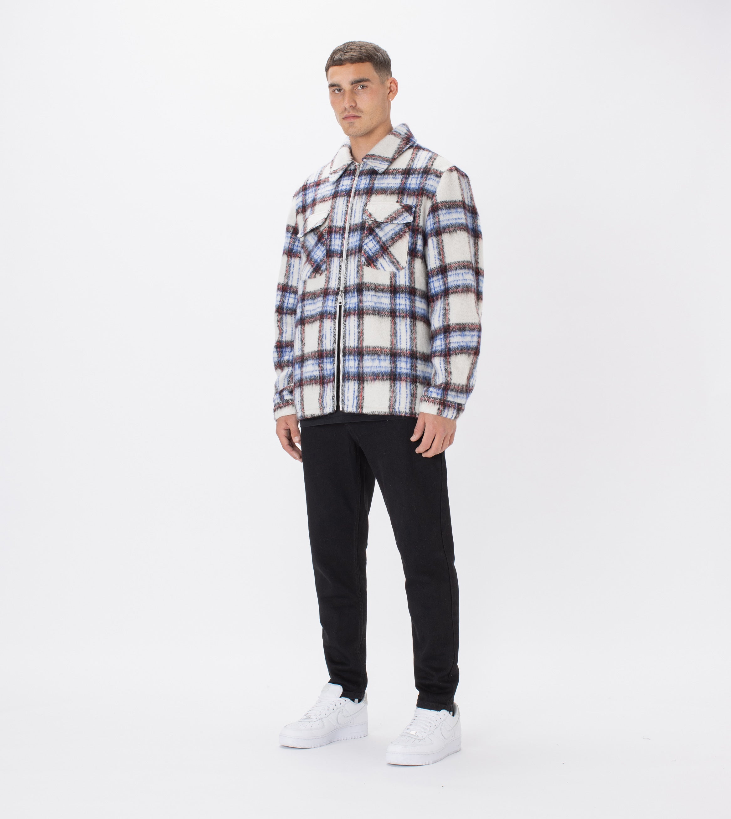 Plaid Work Jacket Milk/Brown