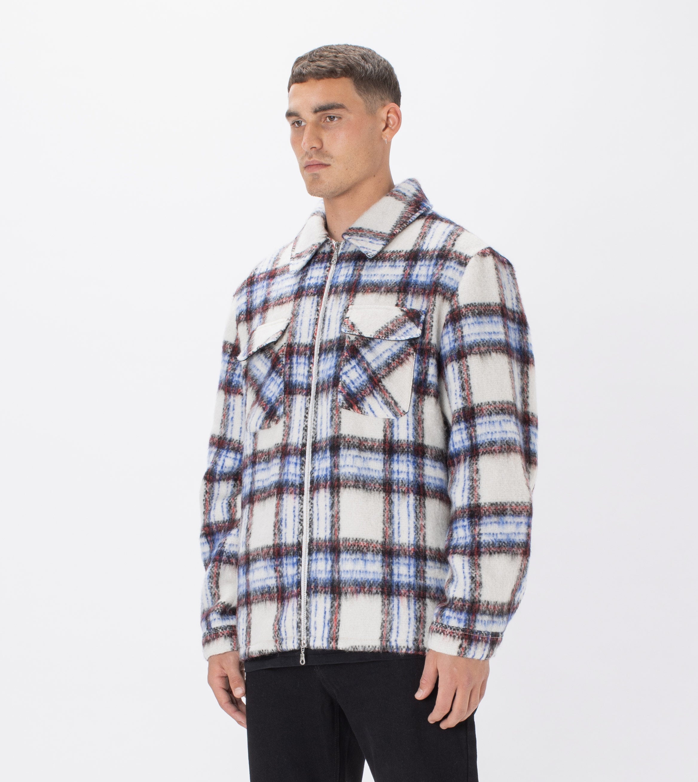 Plaid Work Jacket Milk/Brown
