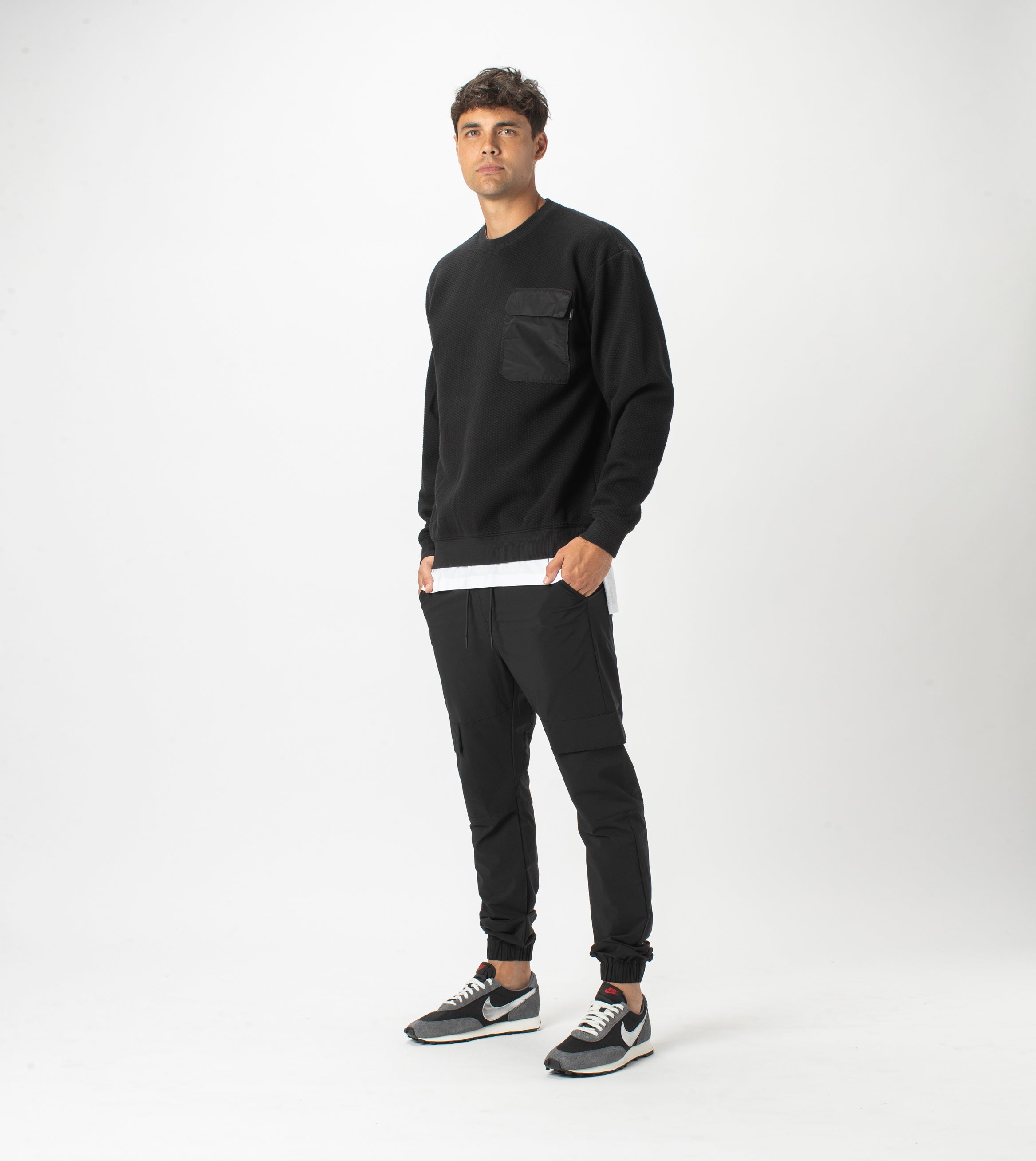 Quilt Lowgo Crew Sweat Black