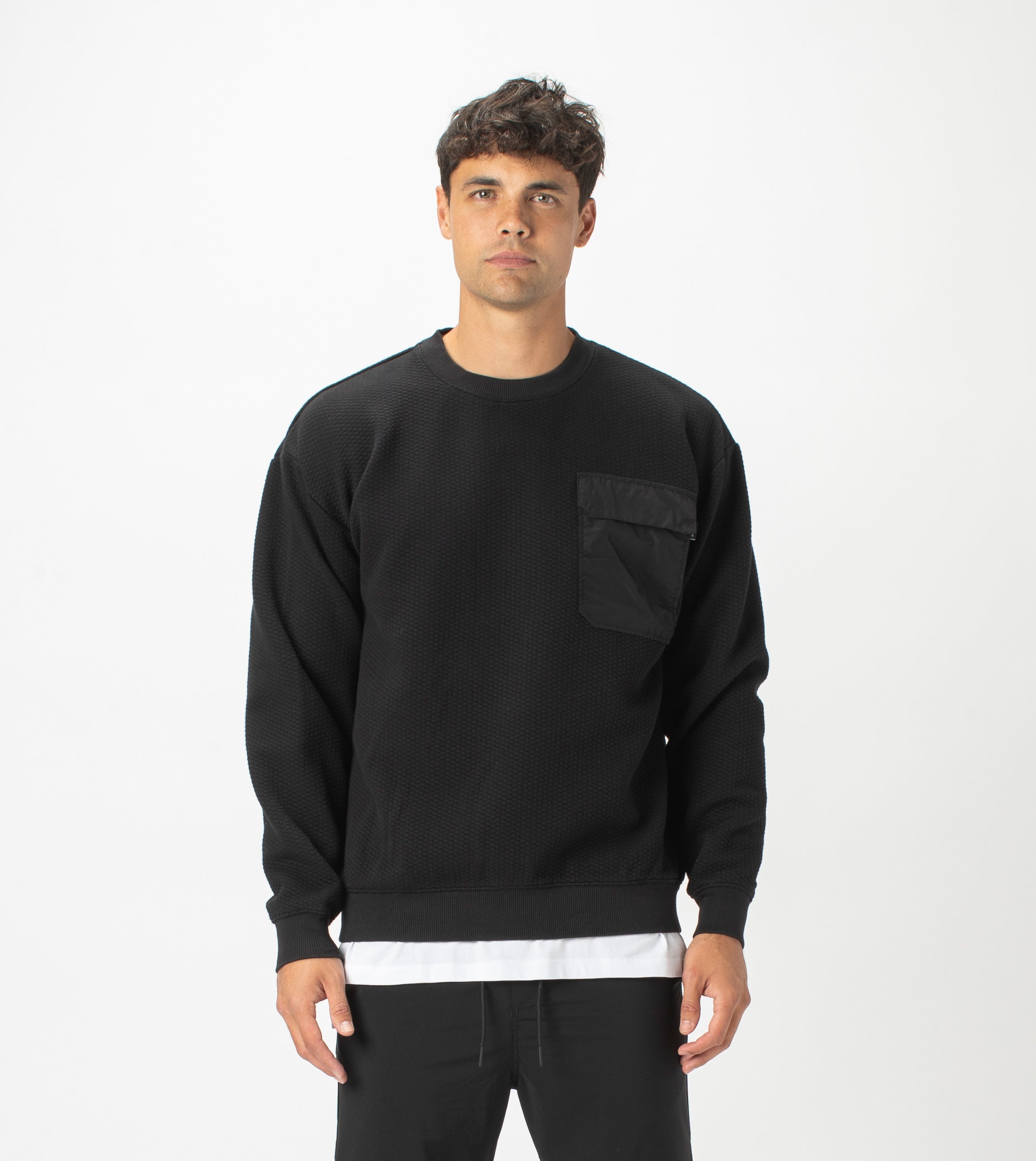 Quilt Lowgo Crew Sweat Black