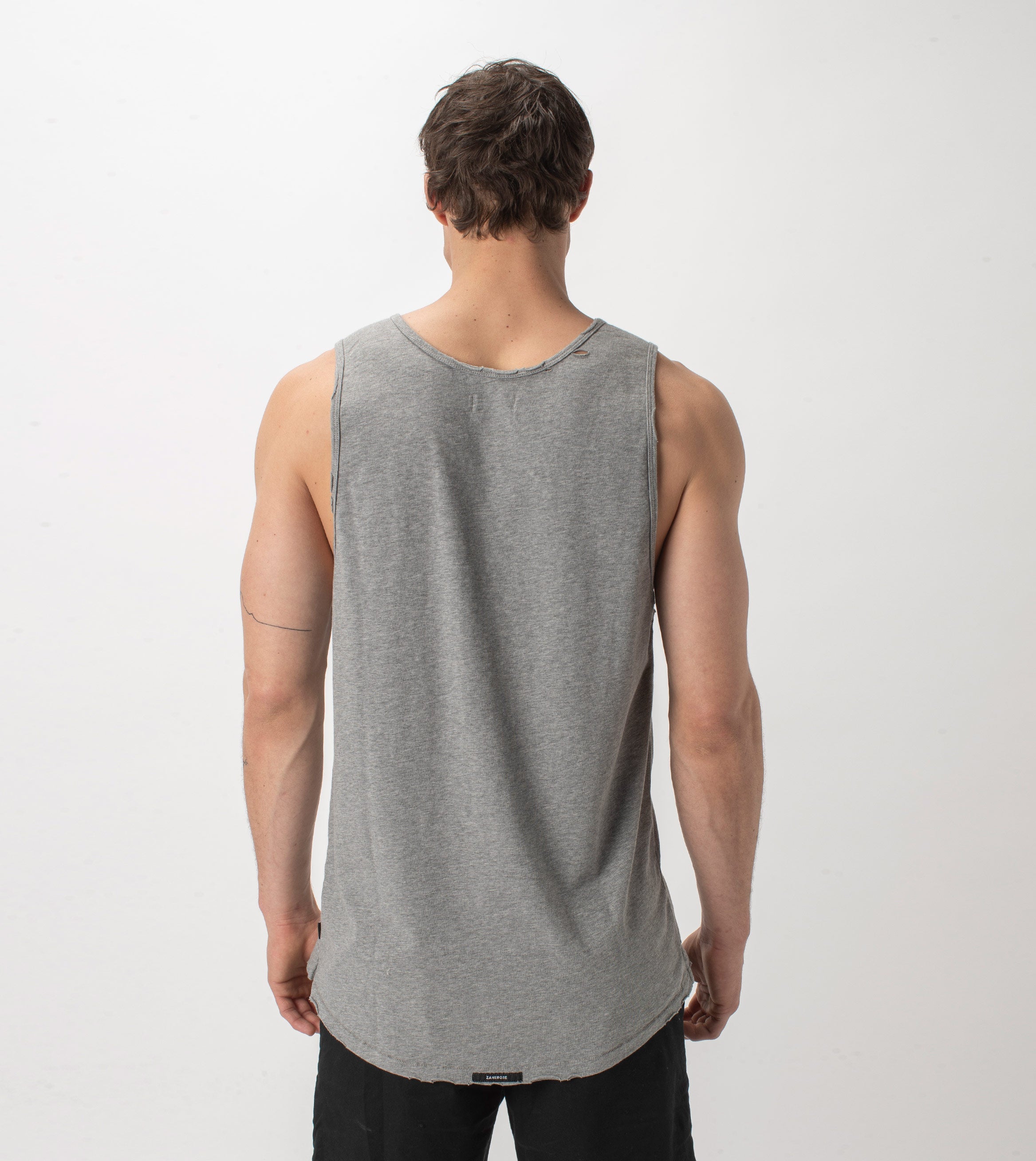 Ripped Rugger Tank Dk Grey Marle