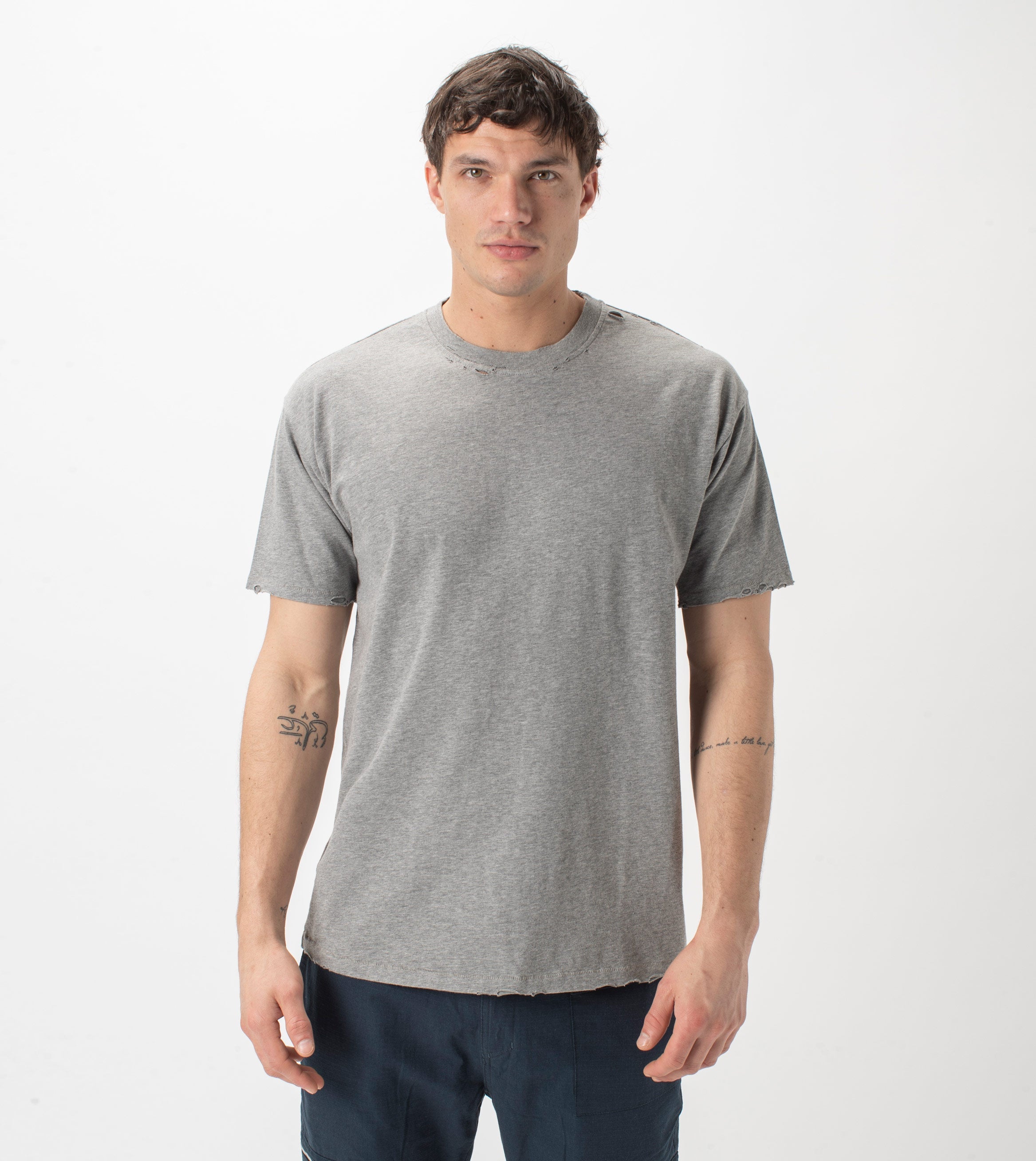 Ripped Box Tee Dk Grey Marle