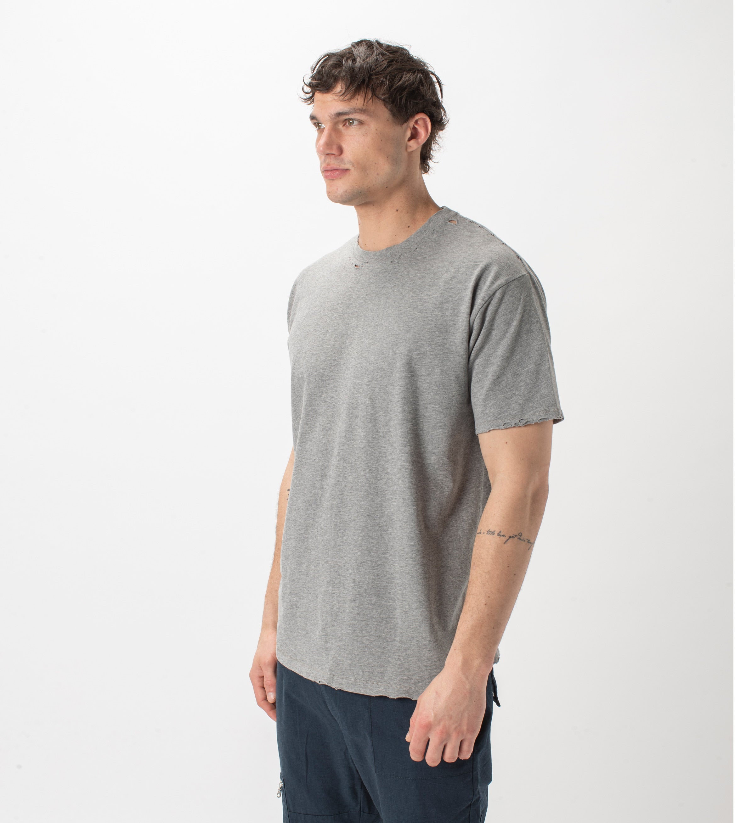 Ripped Box Tee Dk Grey Marle