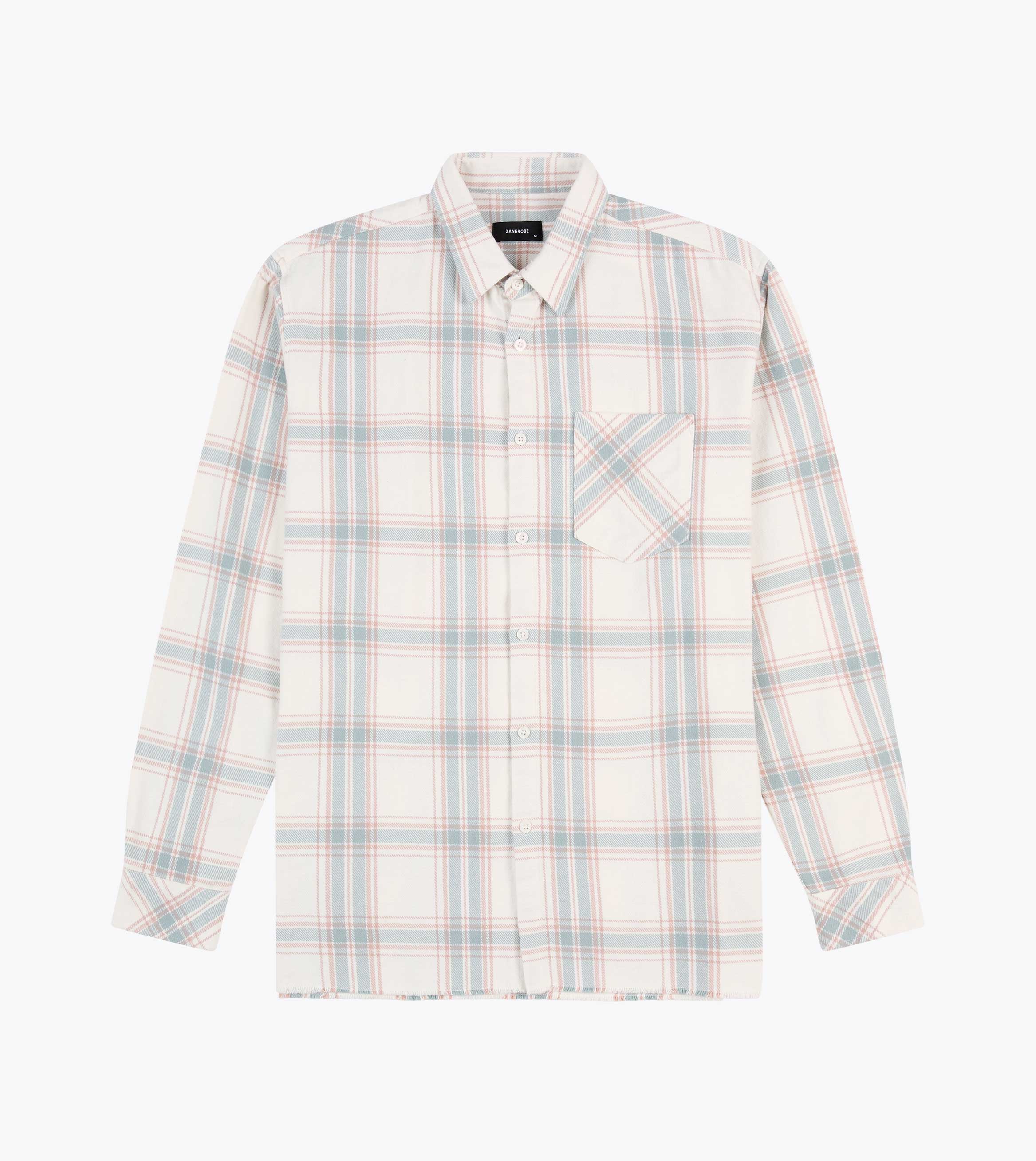 Raw OS Flannel Shirt Vintage White/Lt Blue