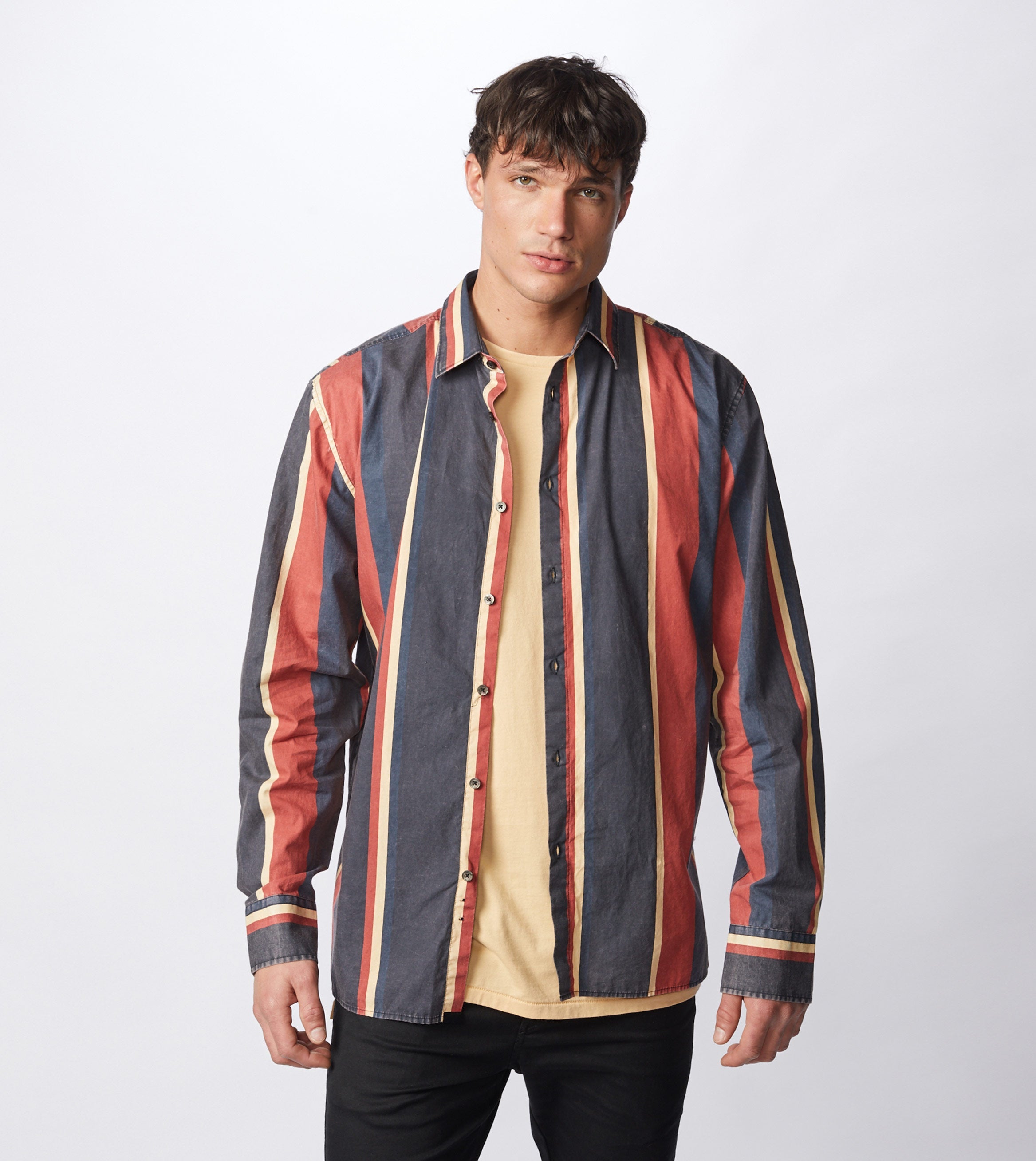 Retro Stripe LS Shirt Black/Ochre