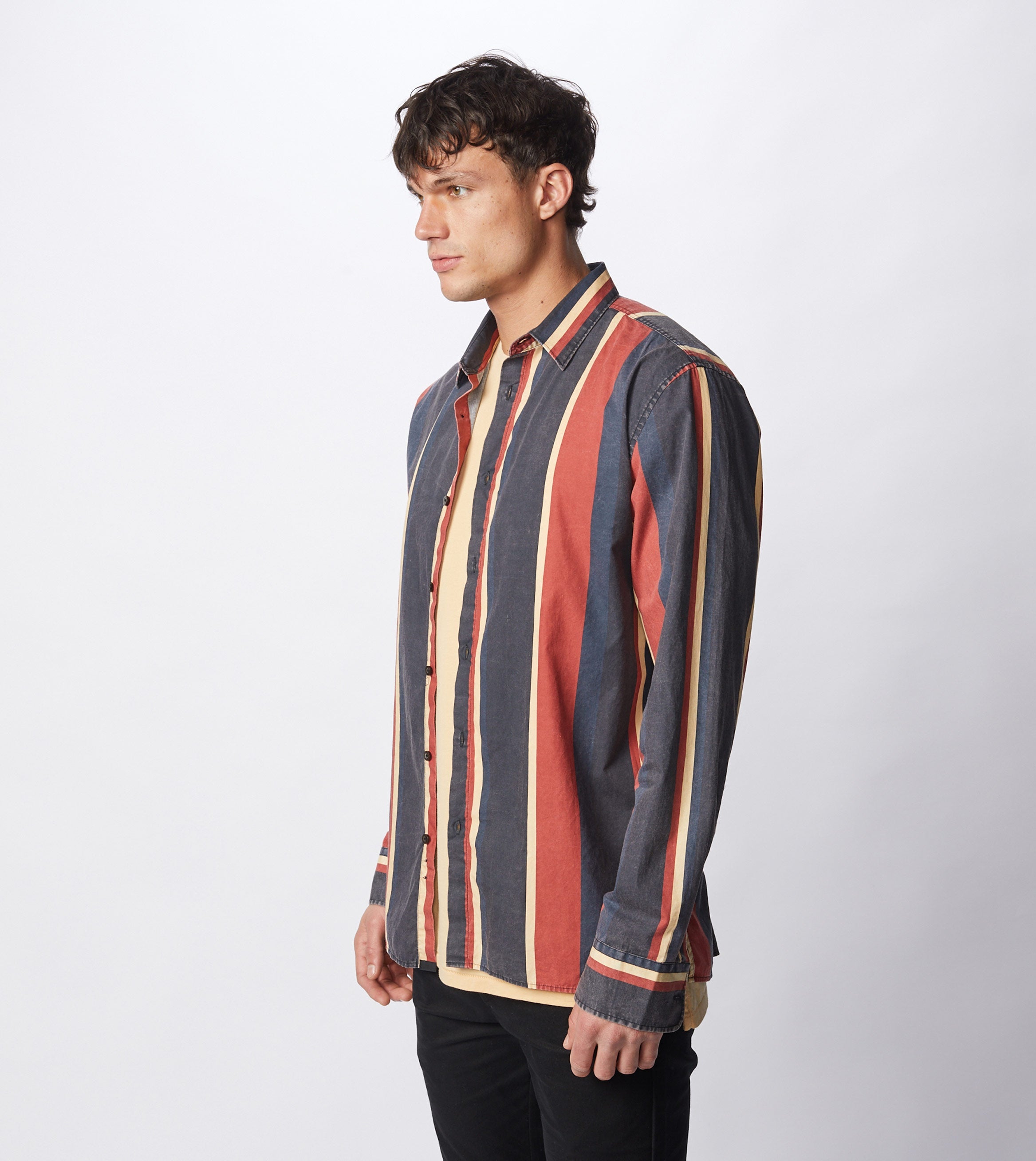 Retro Stripe LS Shirt Black/Ochre