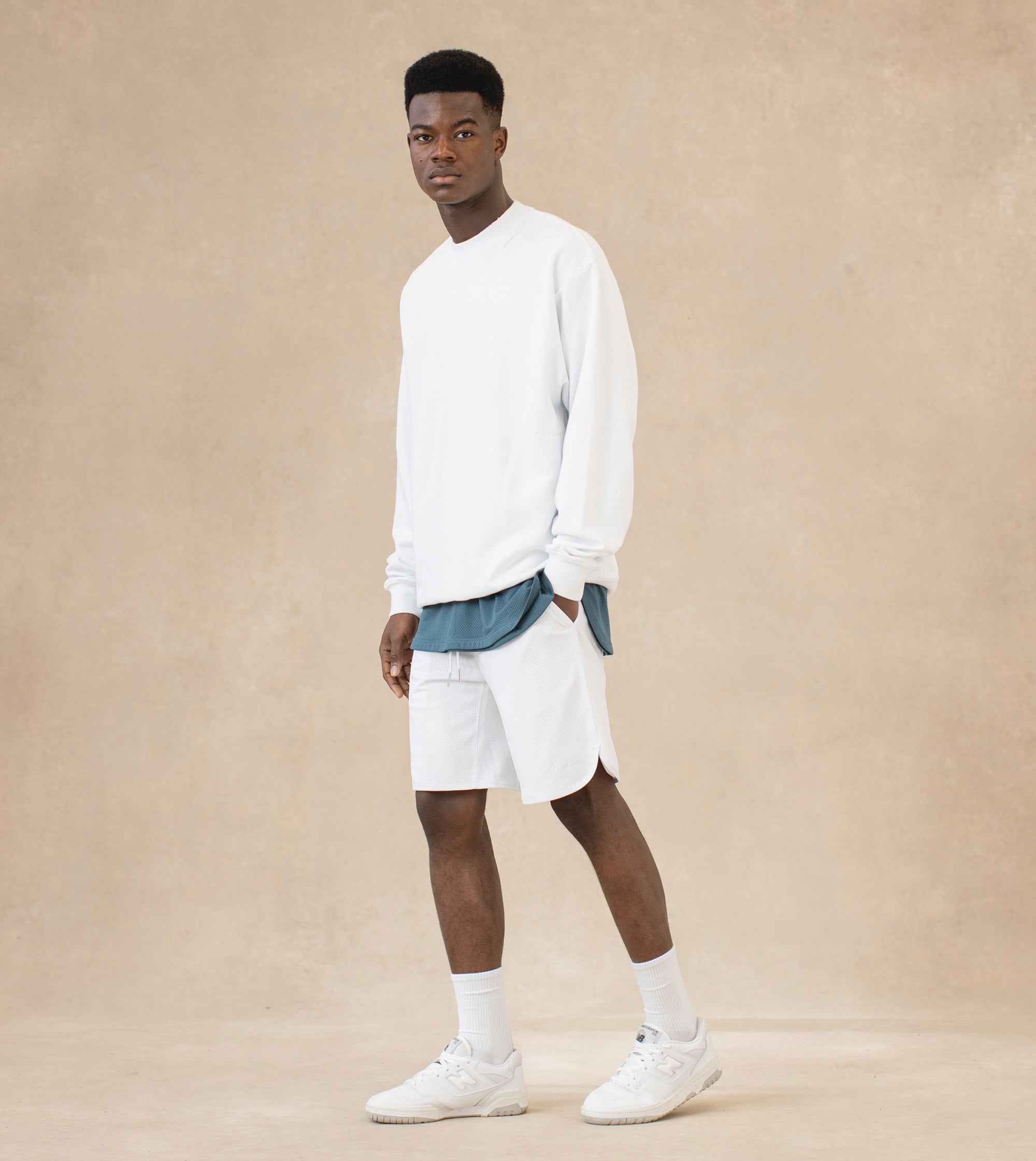 Mesh Basketball Short White