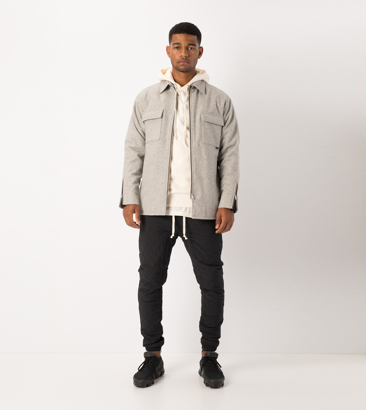 Rugger Shacket Grey Marle - Sale