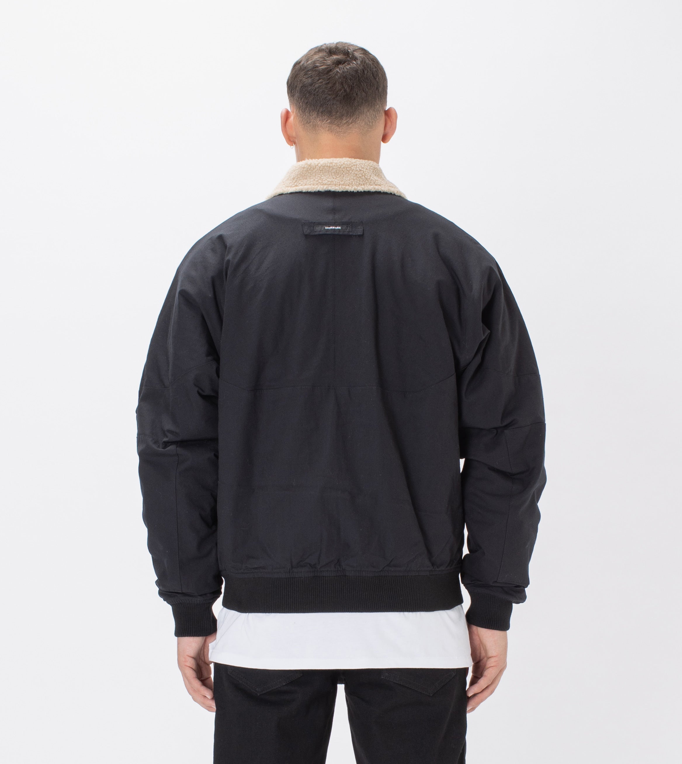 Shearling Militat Bomber Jacket Black