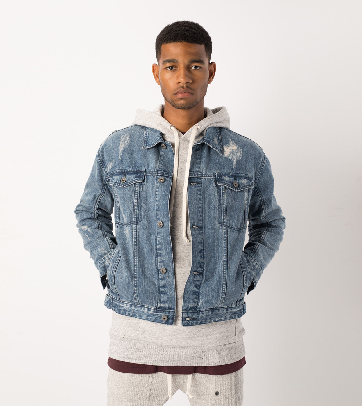 Shred Snitch Denim Jacket Blow-Out Blue - Sale
