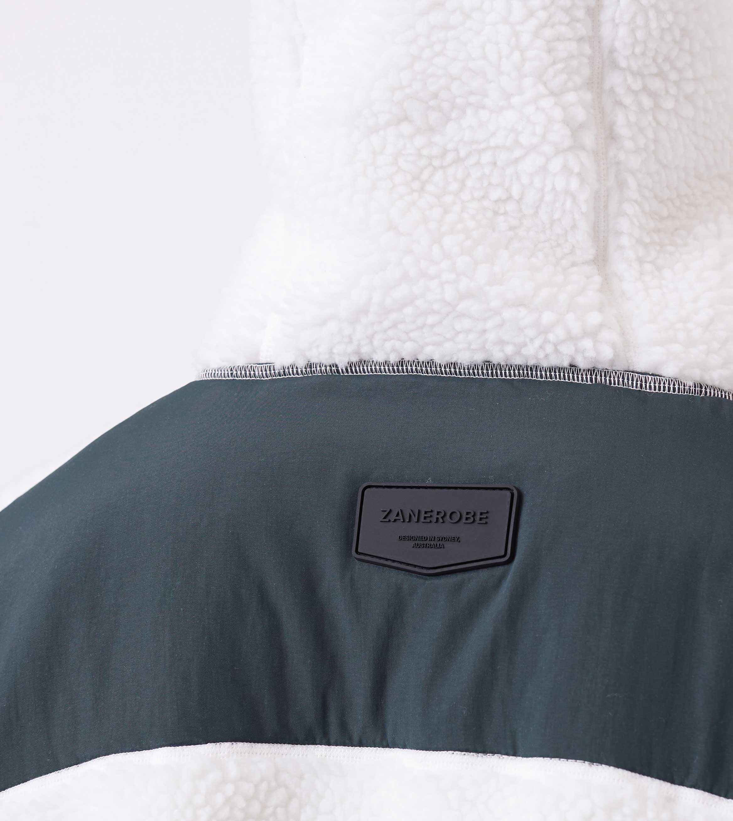 Ski Shearling Hoodie White/Forest