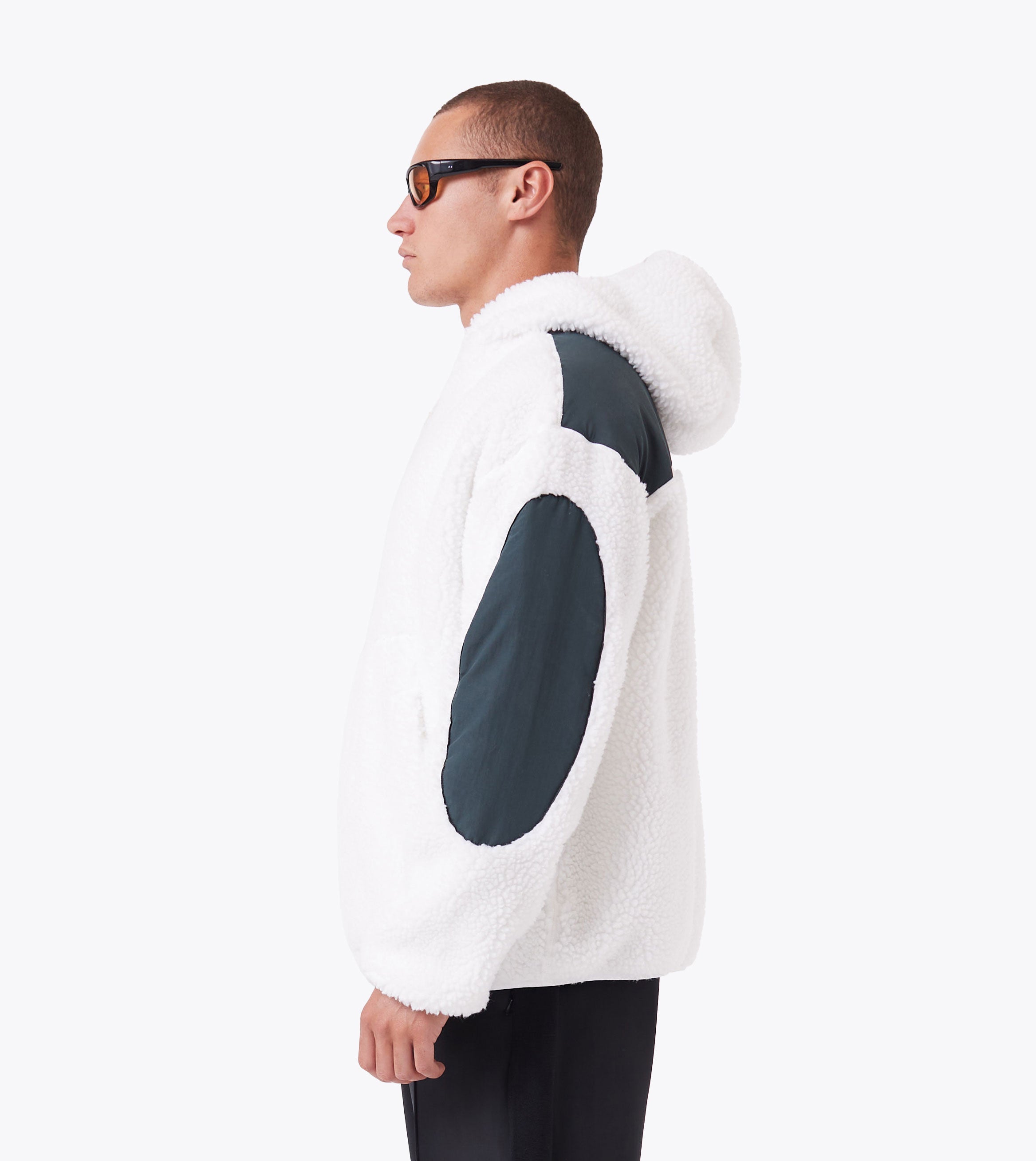Ski Shearling Hoodie White/Forest