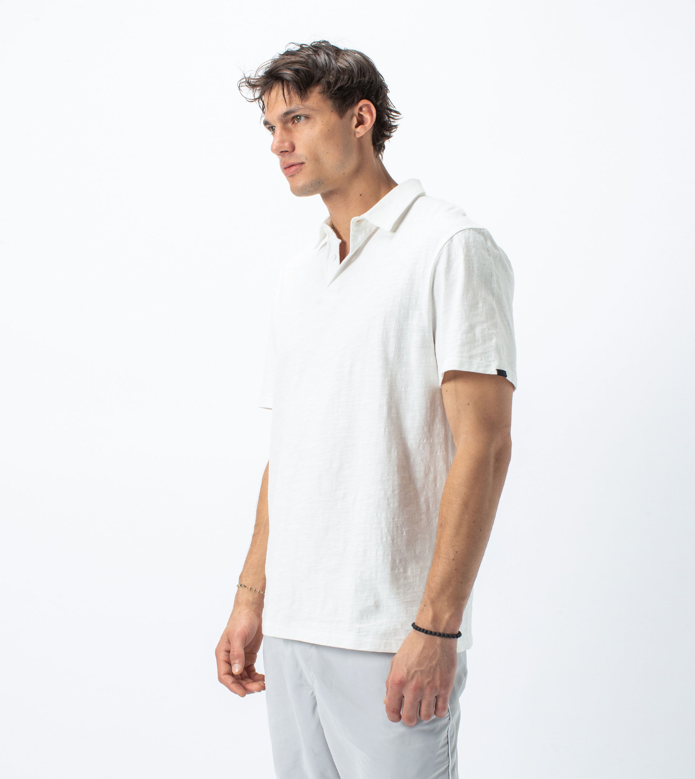Slub SS Box Polo Milk - Sale