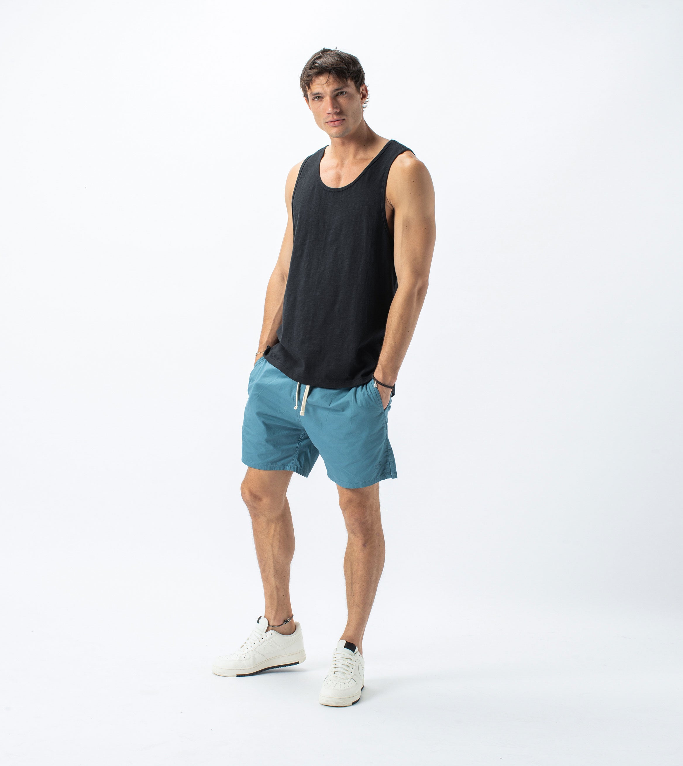Slub Rugger Tank Smokey Black