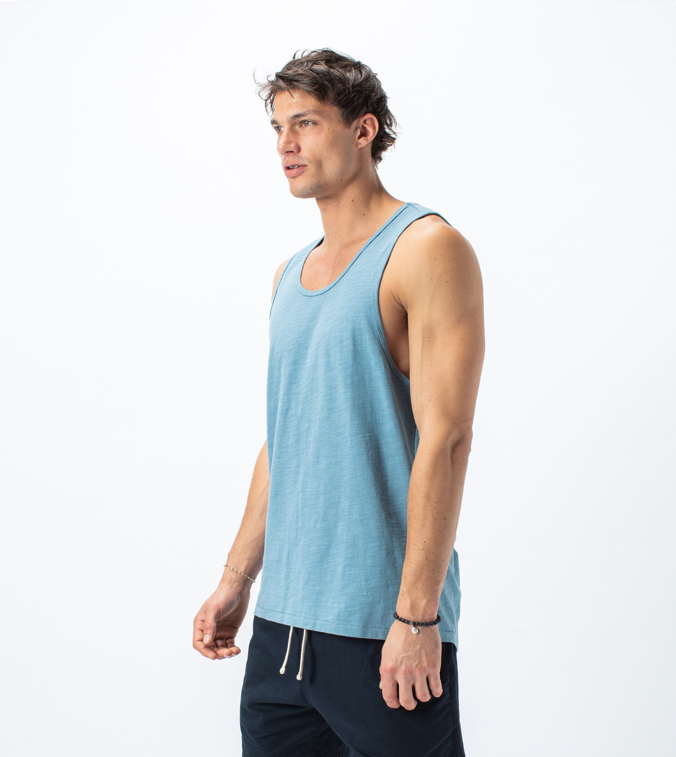 Slub Rugger Tank Ocean