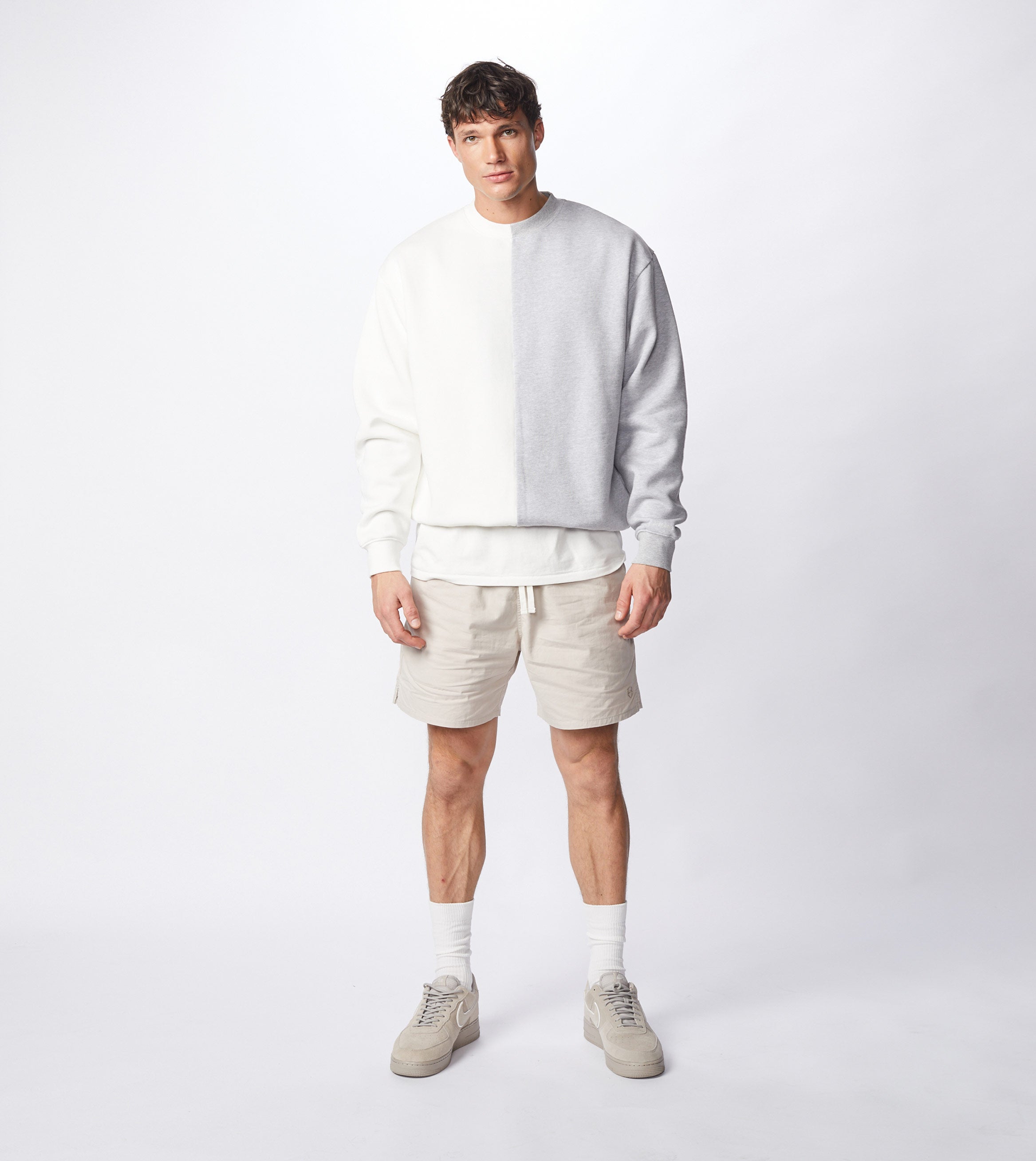 Splice Crew Sweat Milk/Silver Marle
