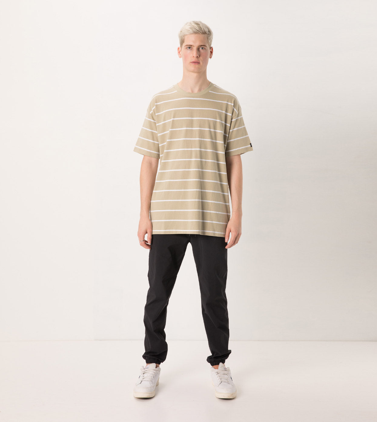 Stripe Box Tee Moss/White - Sale