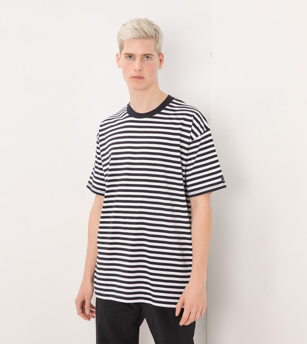 Stripe Box Tee White/Navy