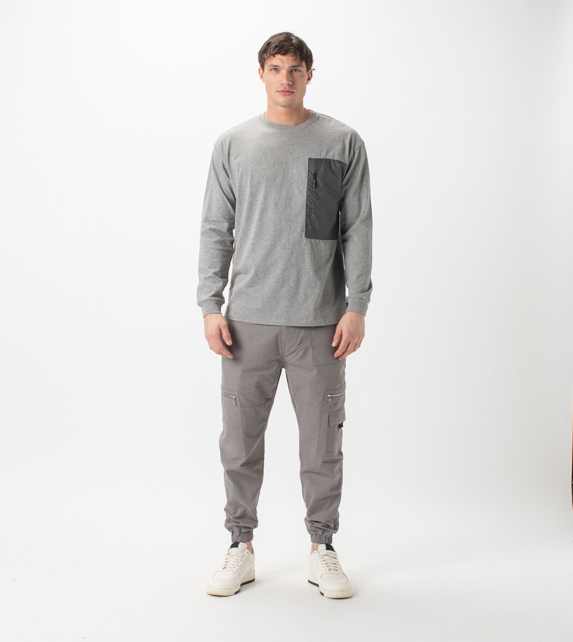 Tech Box LS Tee Dk Grey Marle