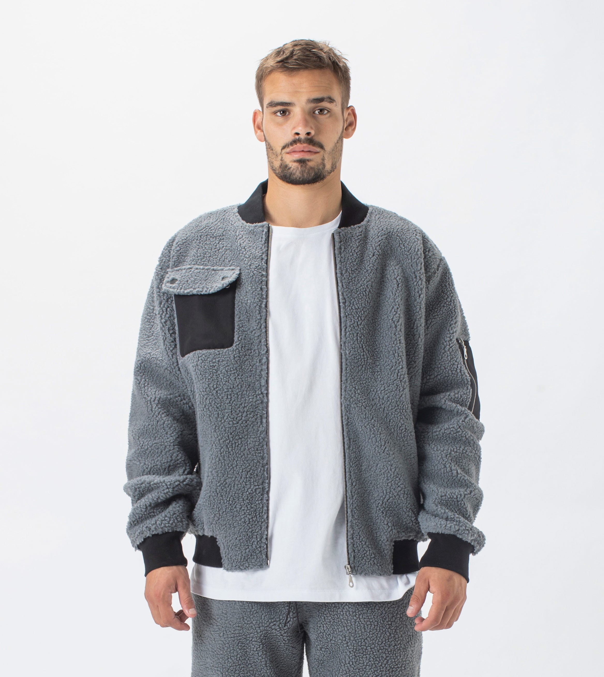 Teddy Bomber Jacket Soot