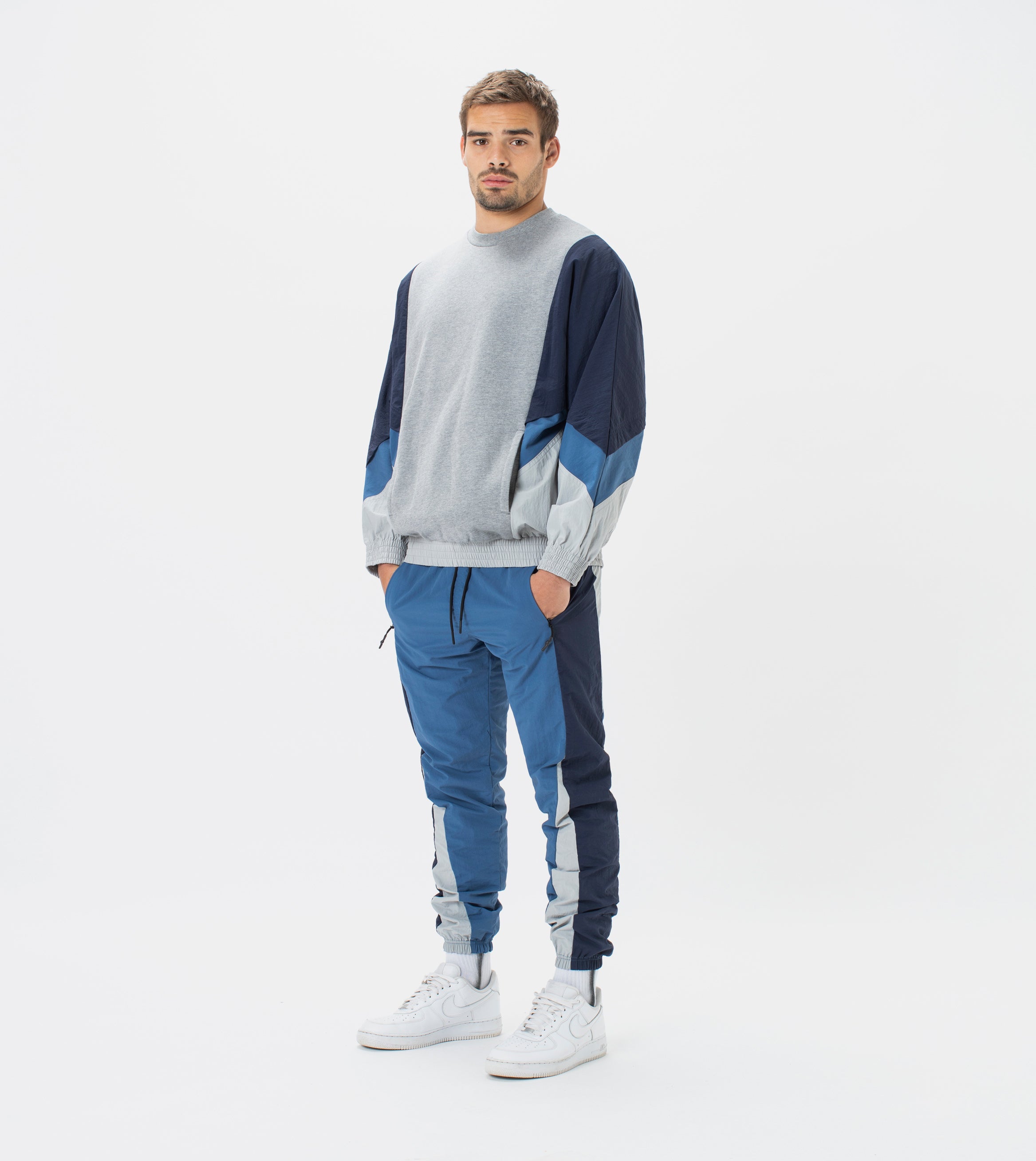 Panel Track Crew Sweat Royal/Indigo