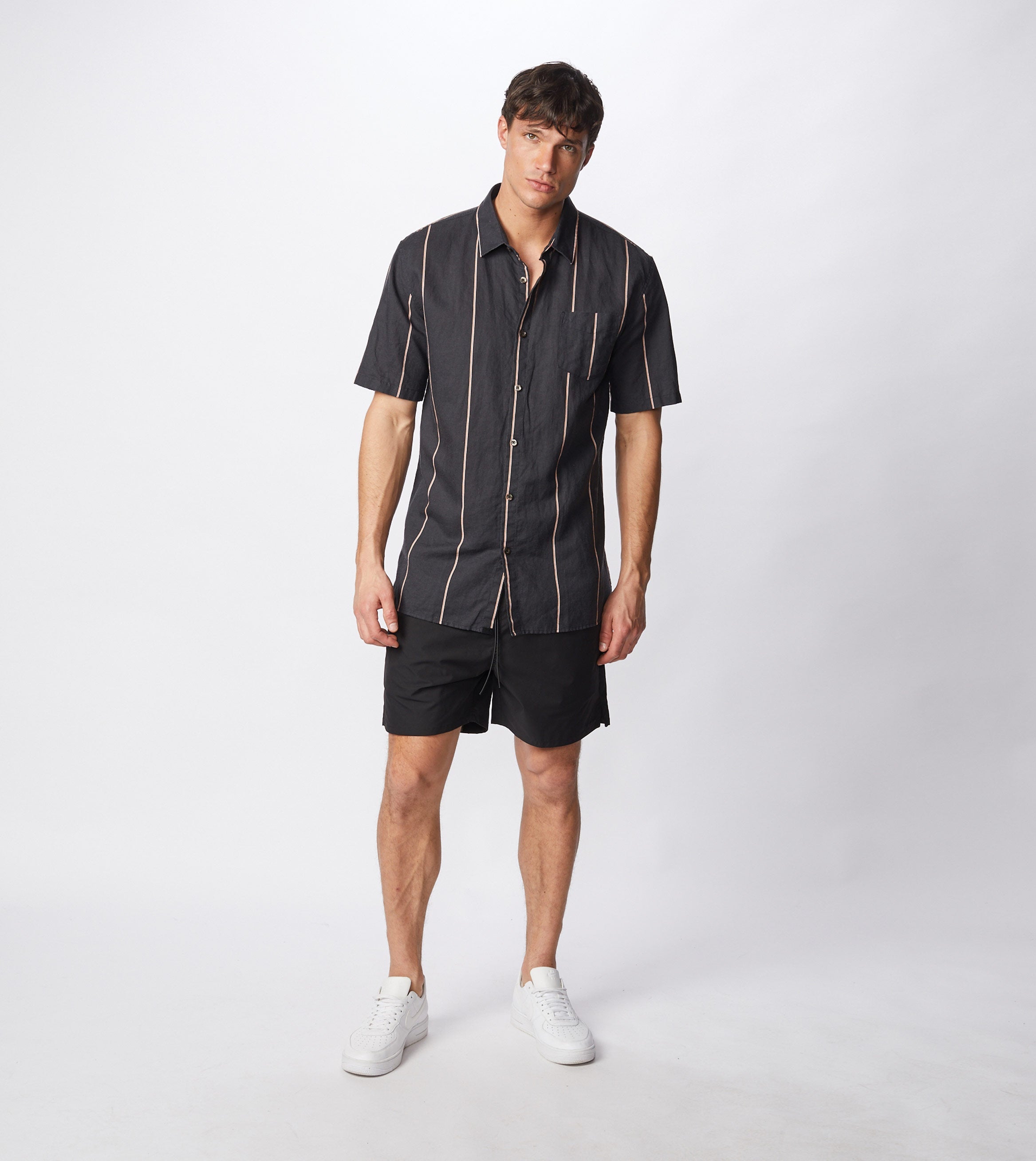 Tri-Stripe SS Shirt Black/Mango