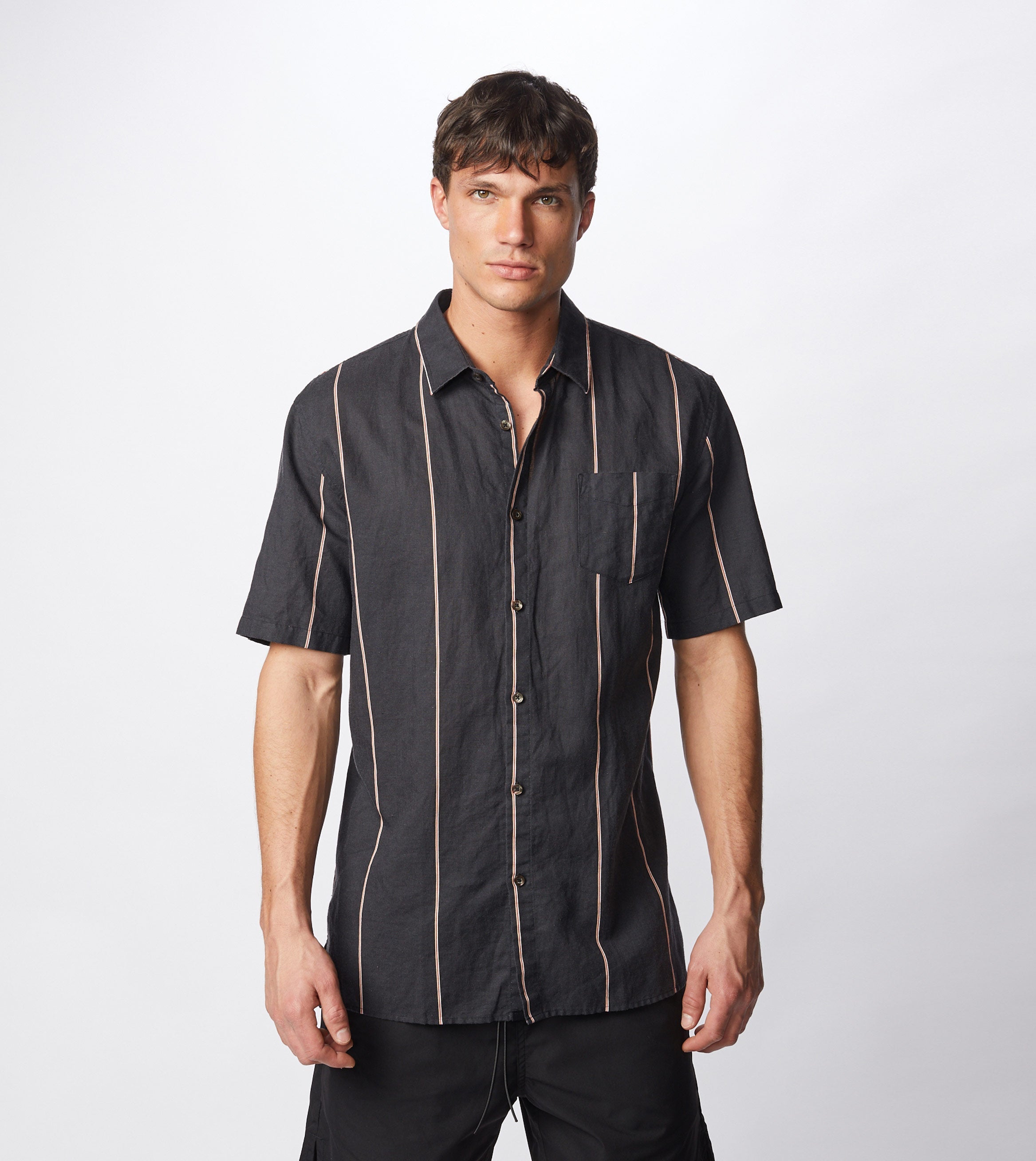 Tri-Stripe SS Shirt Black/Mango