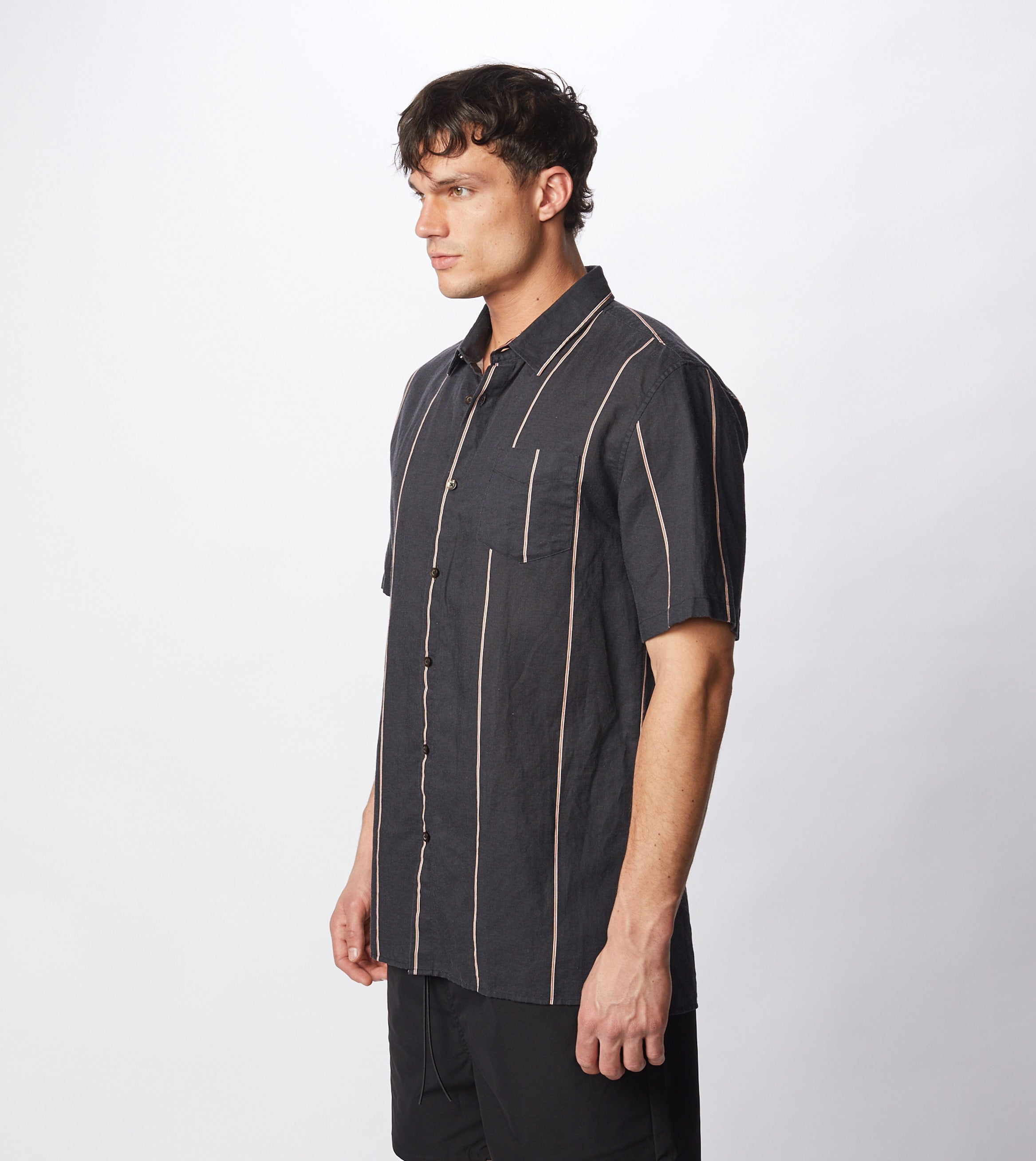 Tri-Stripe SS Shirt Black/Mango