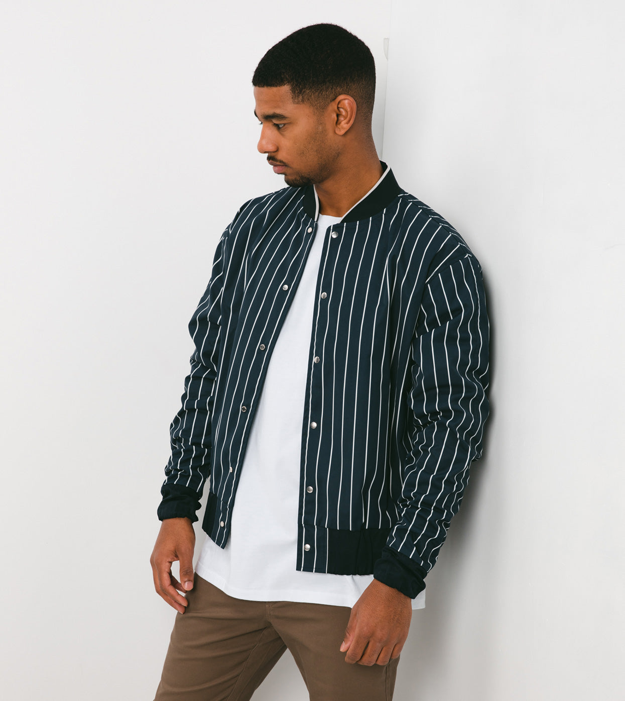 Stripe Varsity Jacket Ink/Shell - Sale