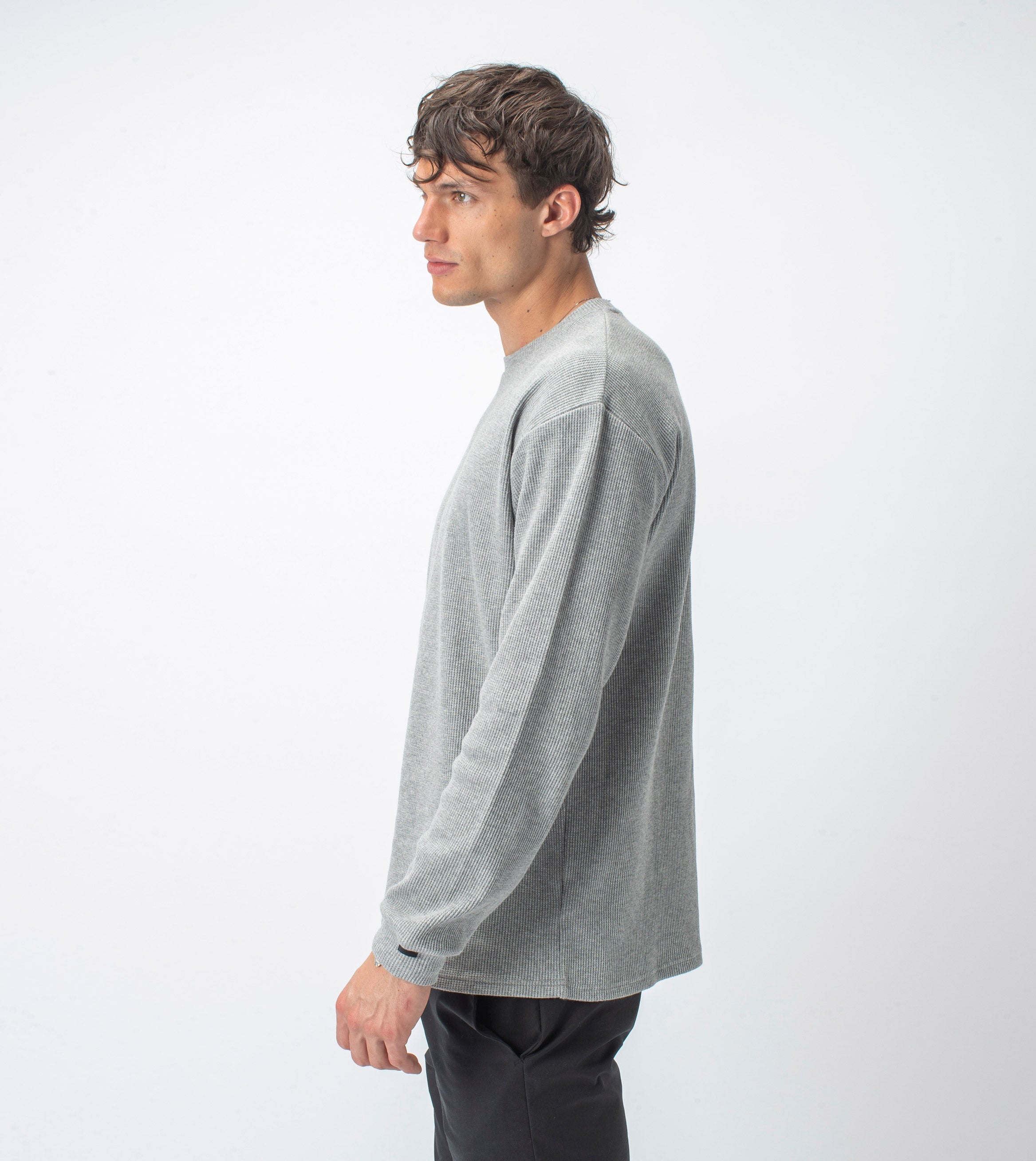 Waffle Box LS Tee Grey Marle