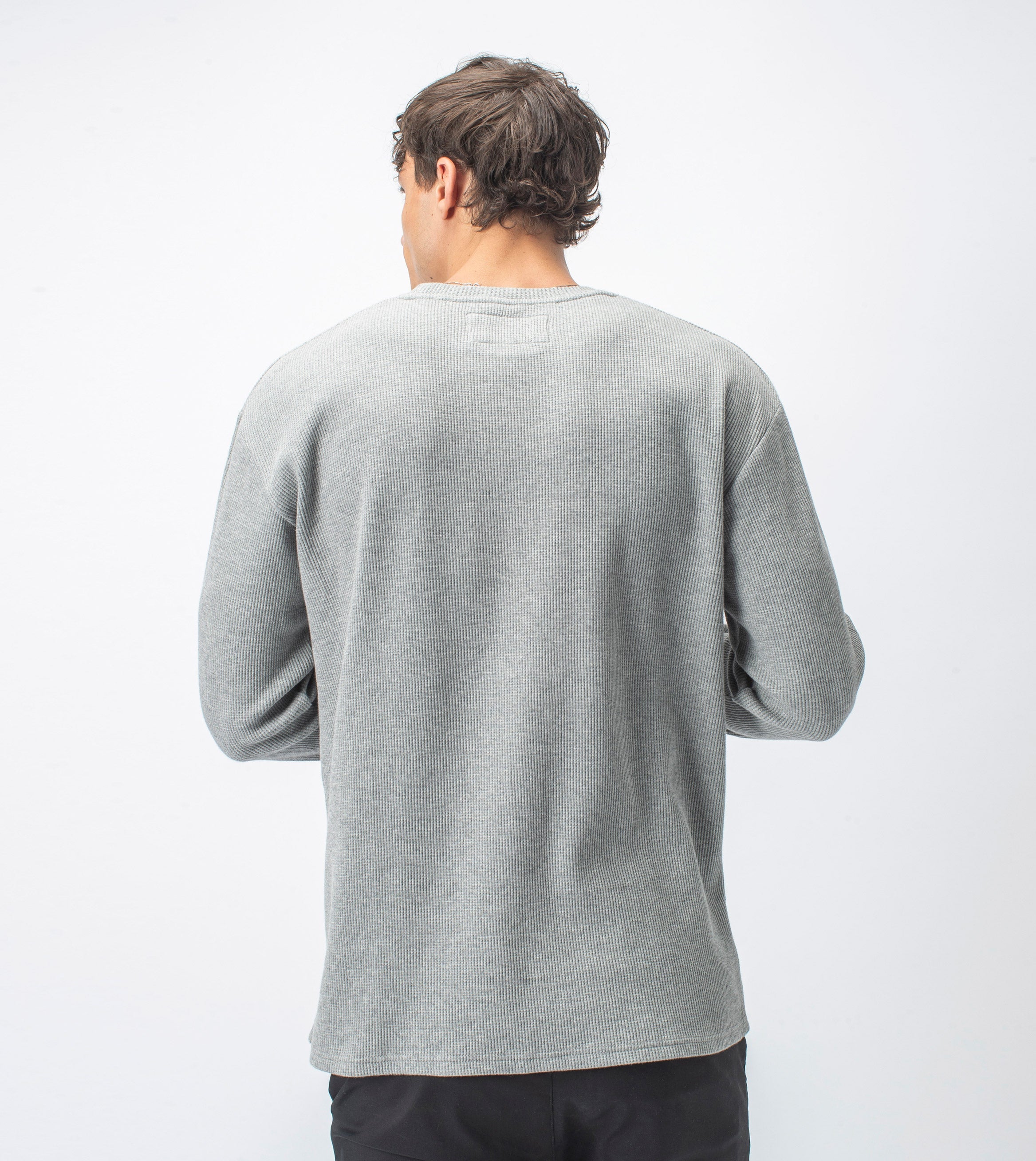 Waffle Box LS Tee Grey Marle
