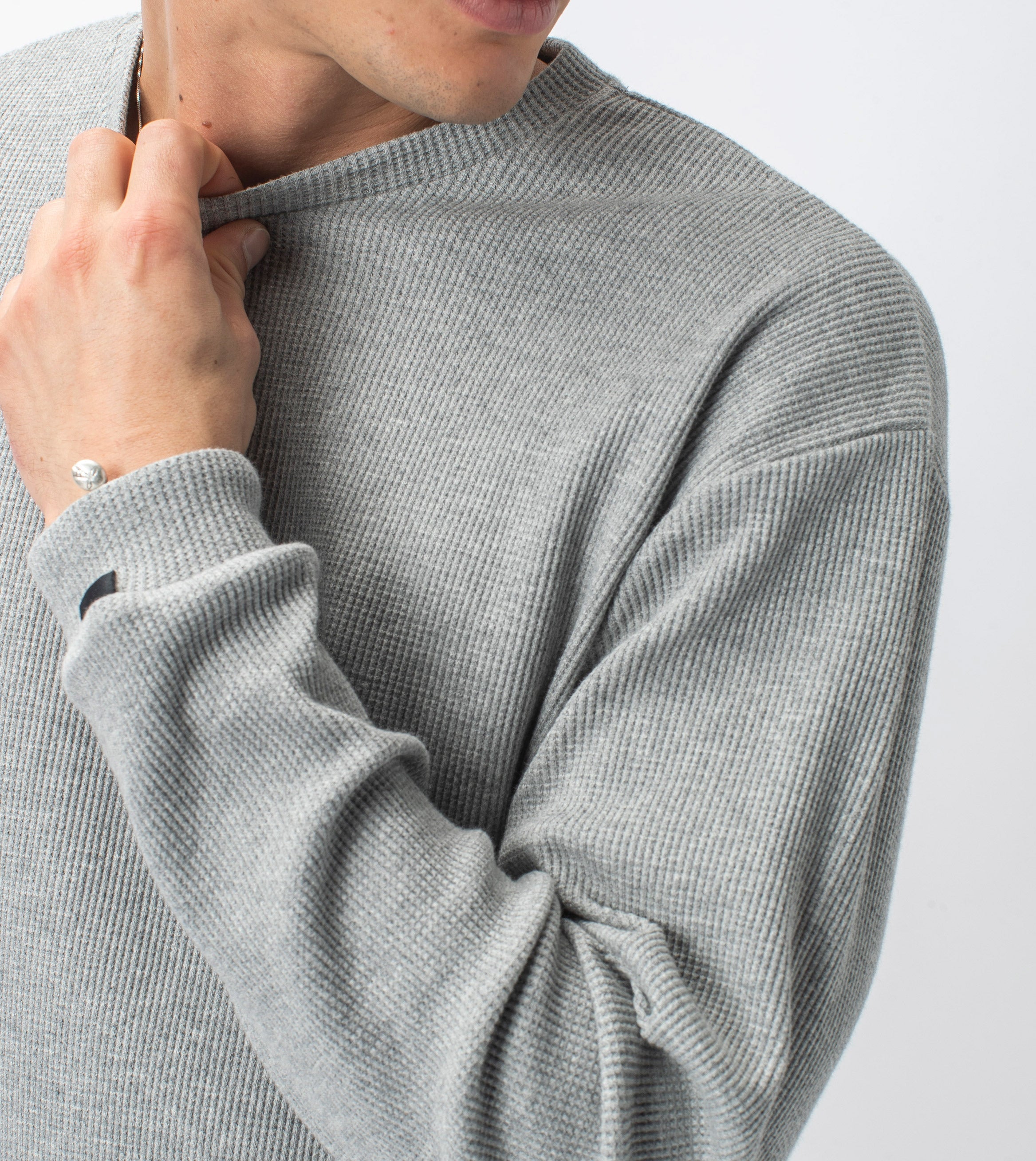Waffle Box LS Tee Grey Marle
