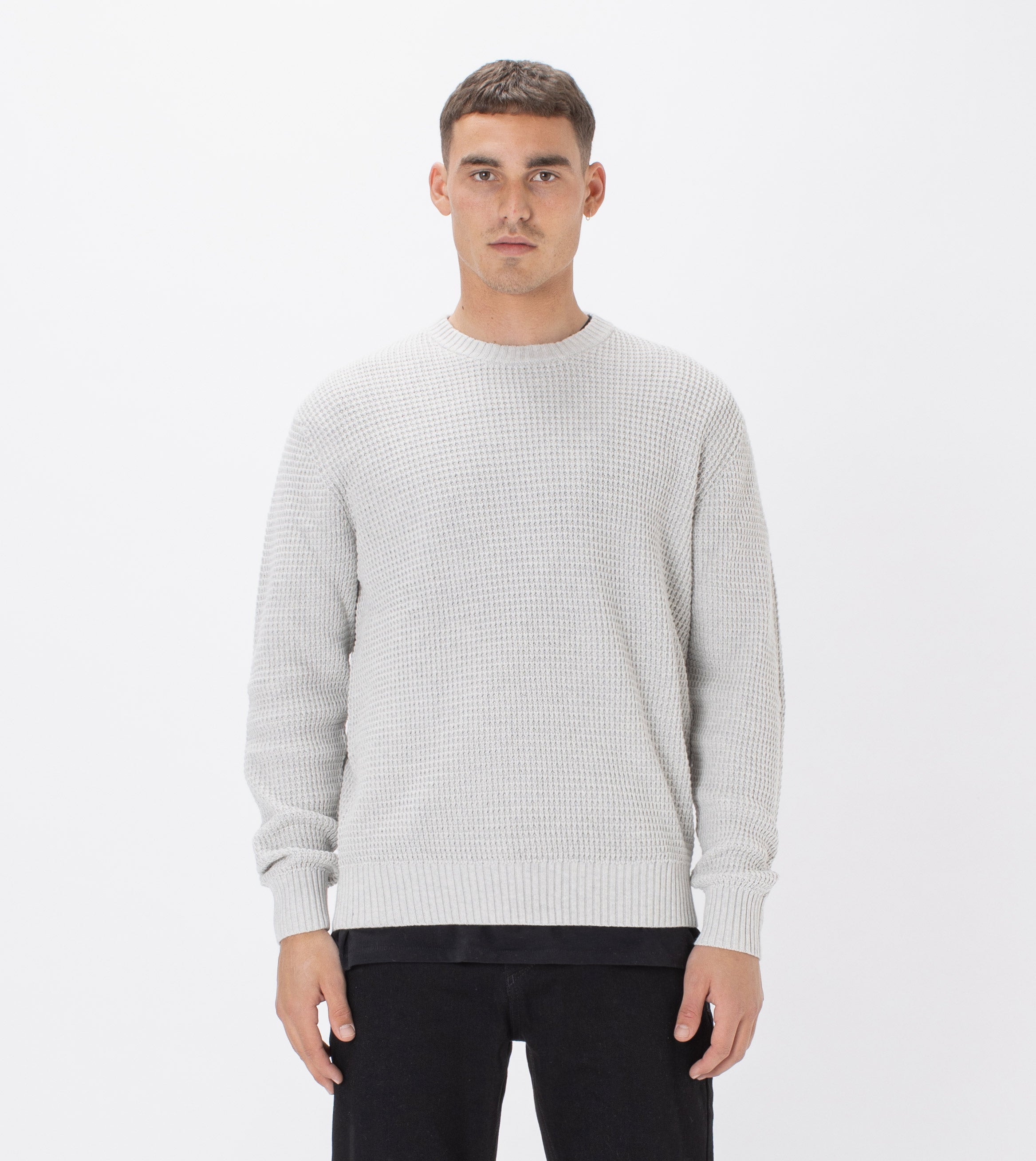 Waffle Crew Knit Blizzard Marle