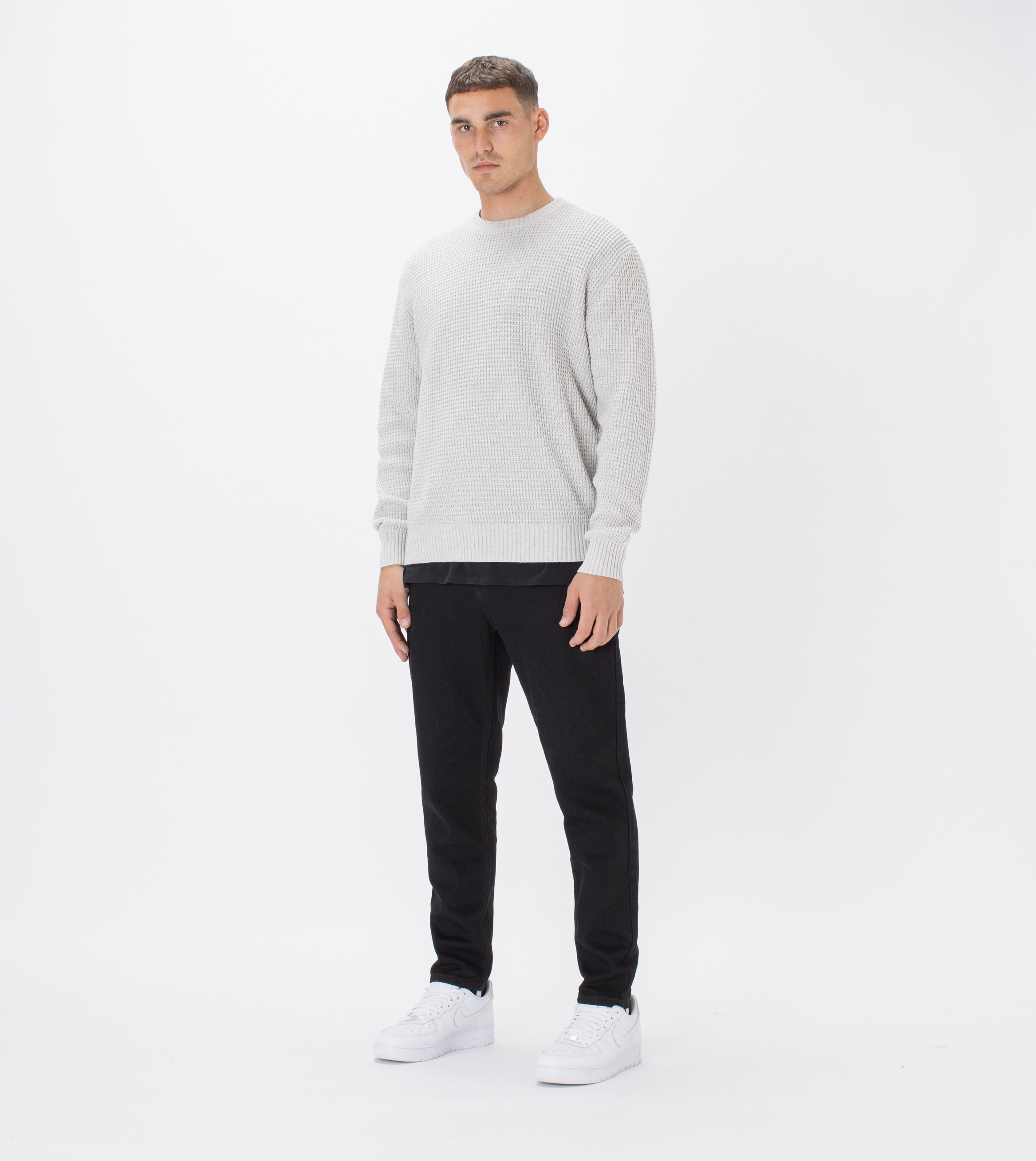 Waffle Crew Knit Blizzard Marle