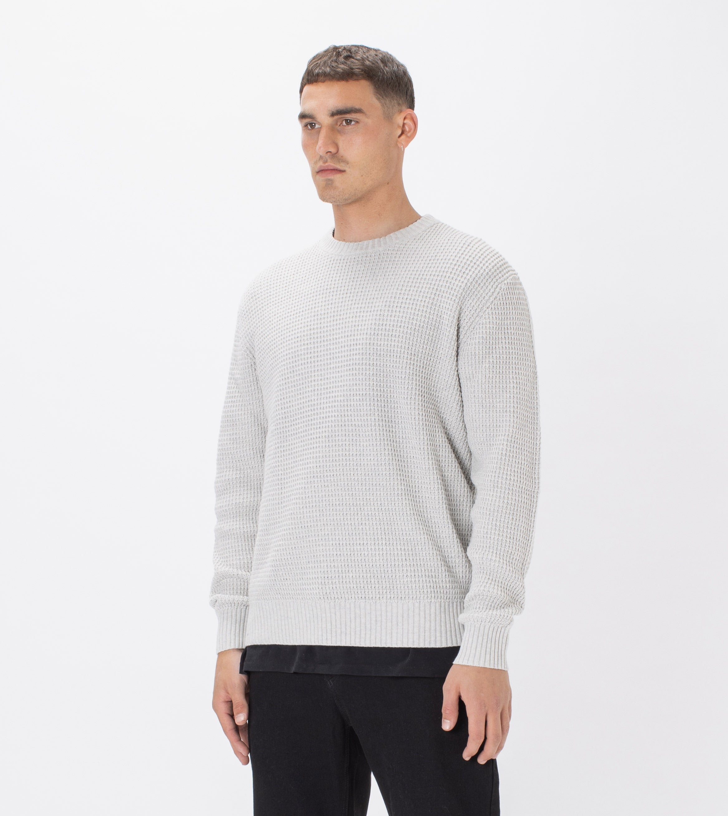 Waffle Crew Knit Blizzard Marle