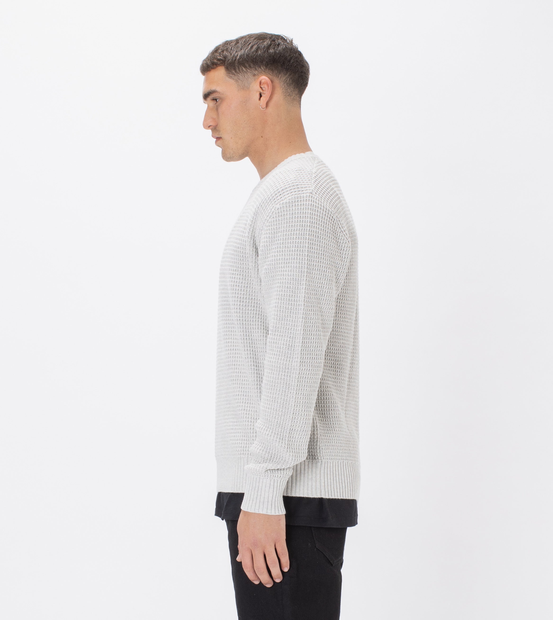 Waffle Crew Knit Blizzard Marle