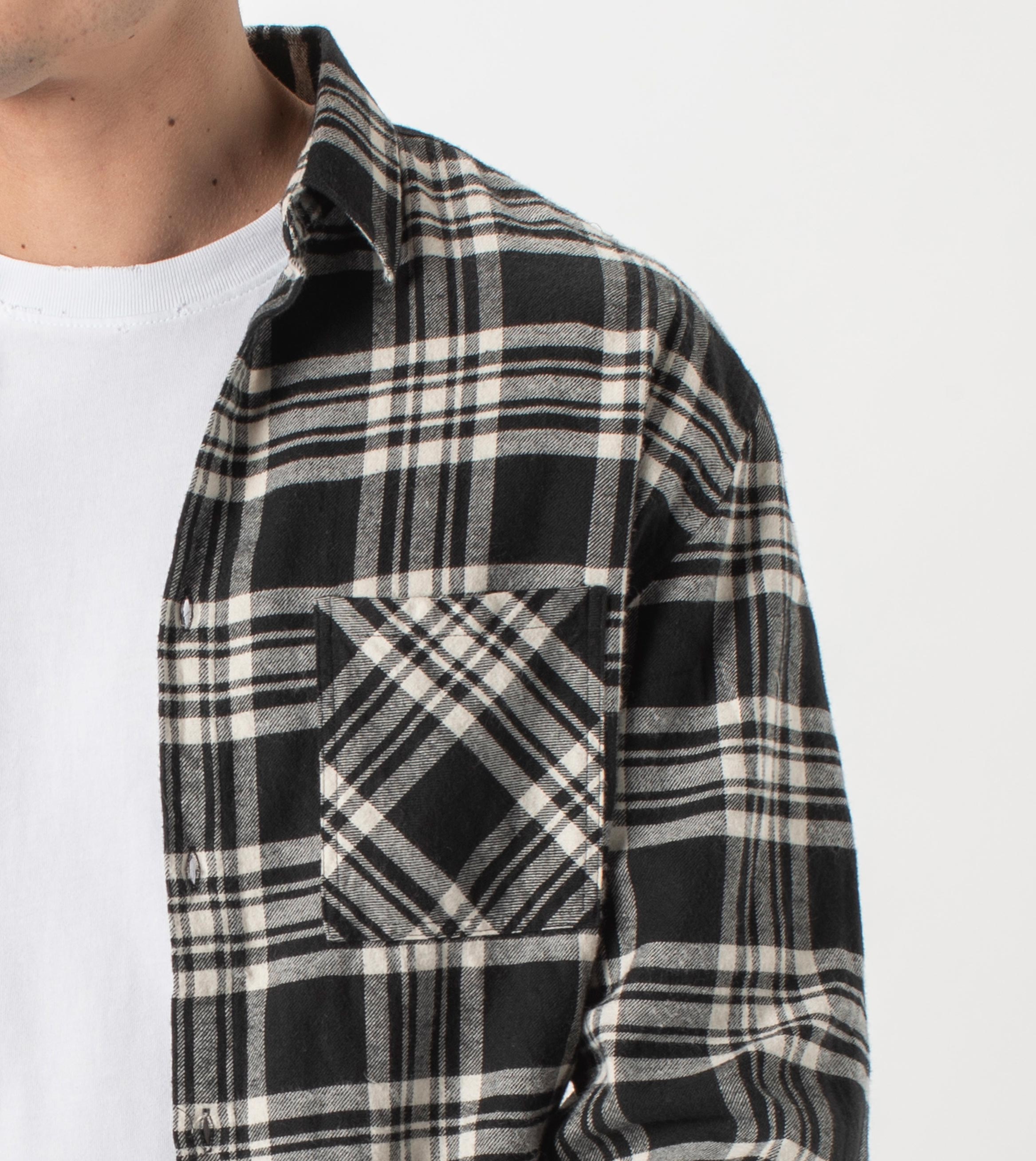 Work Flannel LS Shirt Black/Milk