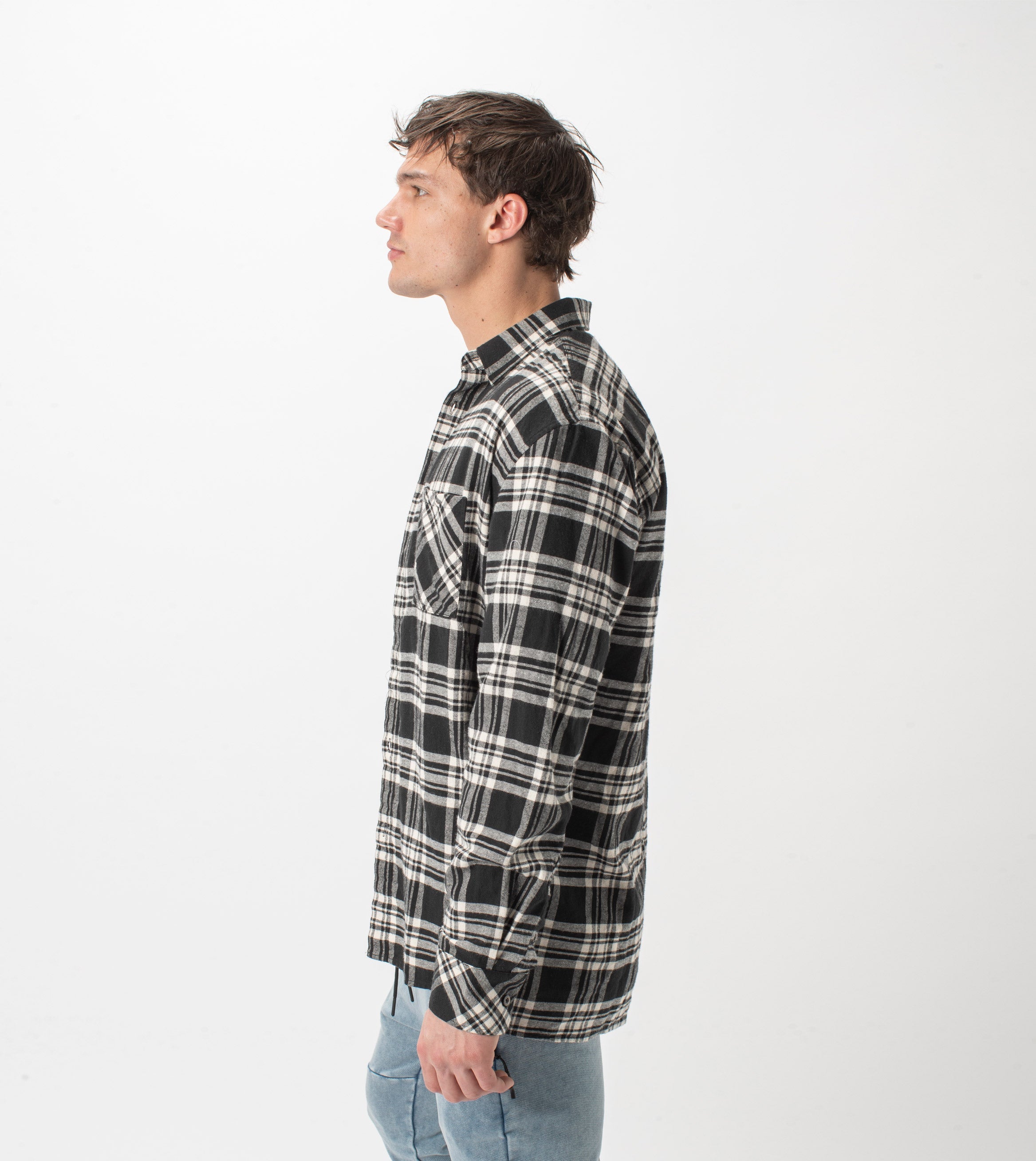 Work Flannel LS Shirt Black/Milk